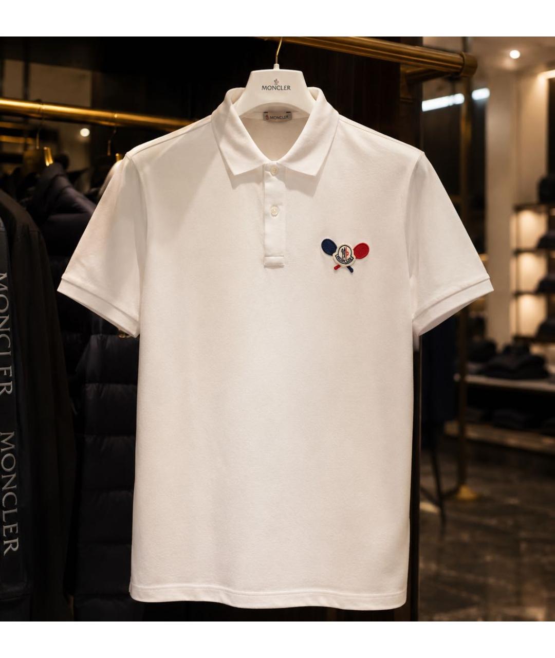 MONCLER Белое поло с коротким рукавом, фото 5
