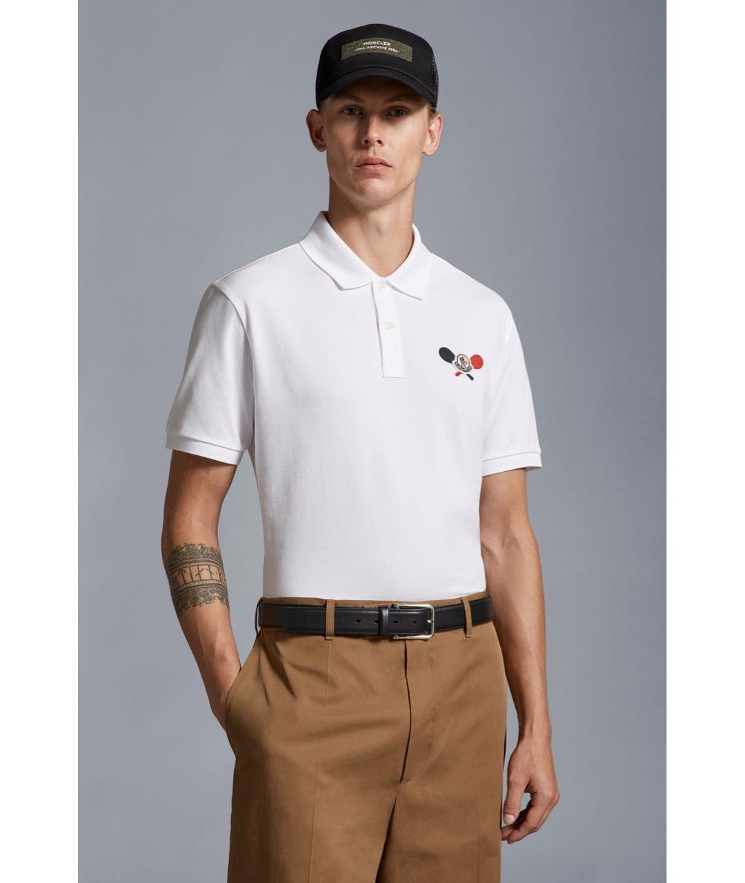 MONCLER Белое поло с коротким рукавом, фото 2