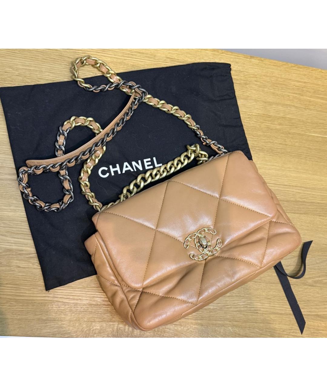 CHANEL Коричневая кожаная сумка через плечо, фото 9