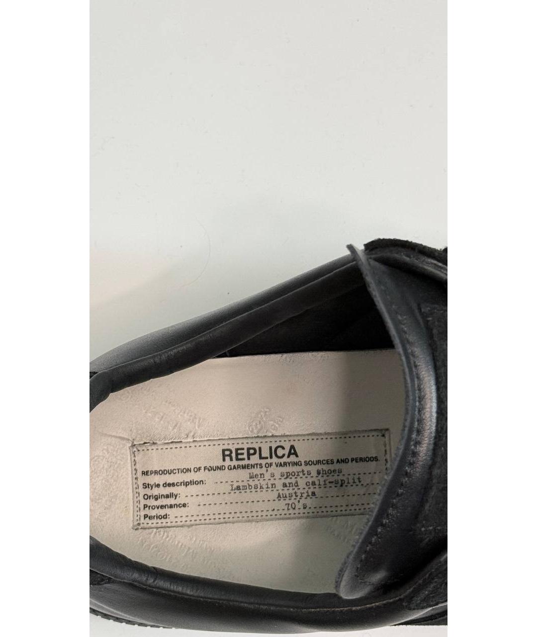 MAISON MARGIELA Черные кожаные низкие кроссовки / кеды, фото 8