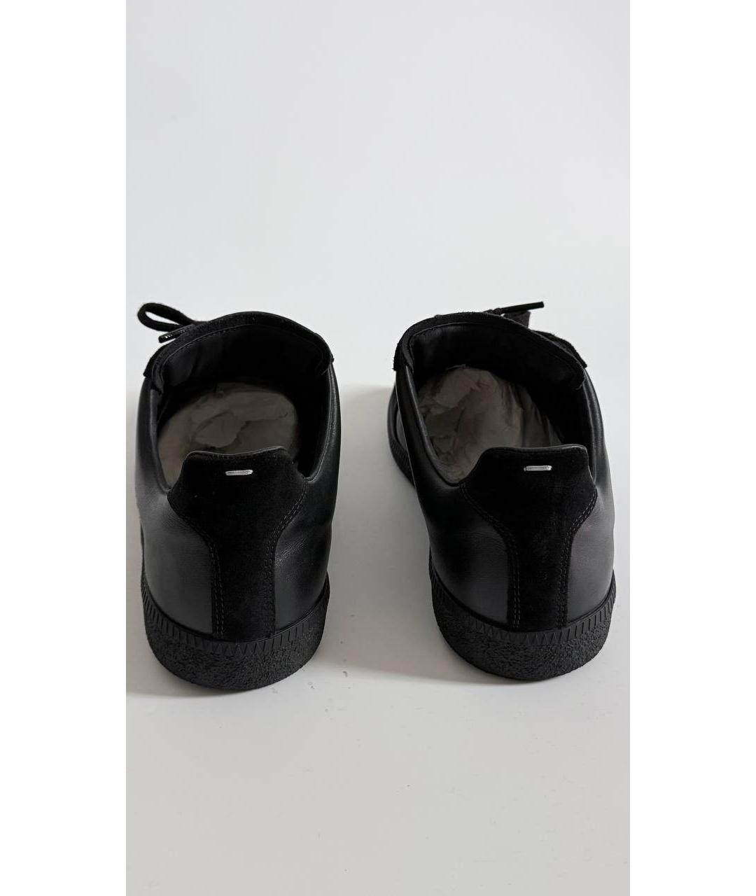 MAISON MARGIELA Черные кожаные низкие кроссовки / кеды, фото 3