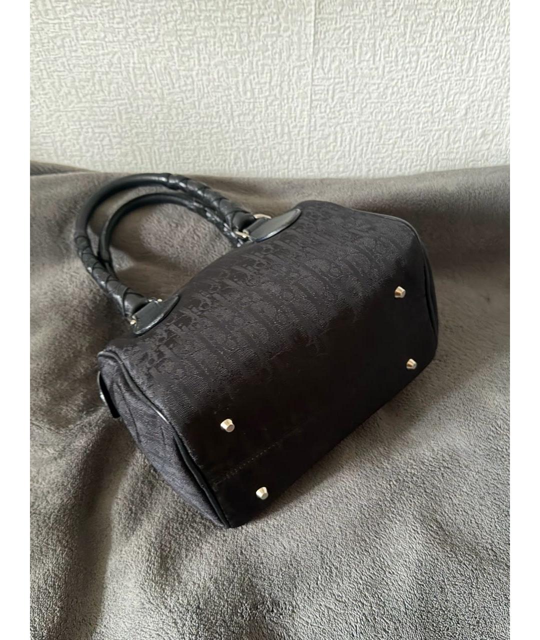 CHRISTIAN DIOR Черная жаккардовая сумка с короткими ручками, фото 3