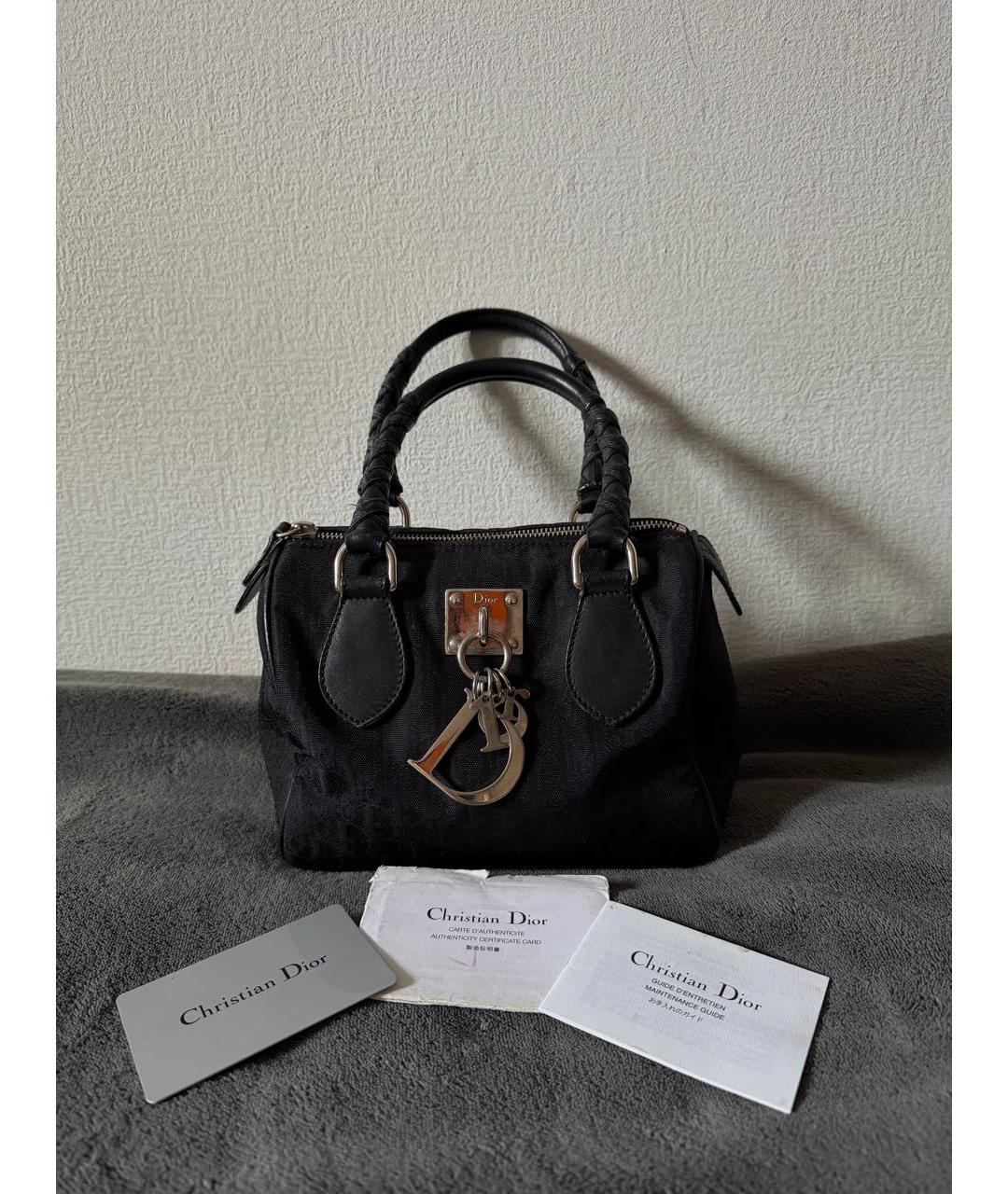 CHRISTIAN DIOR Черная жаккардовая сумка с короткими ручками, фото 9