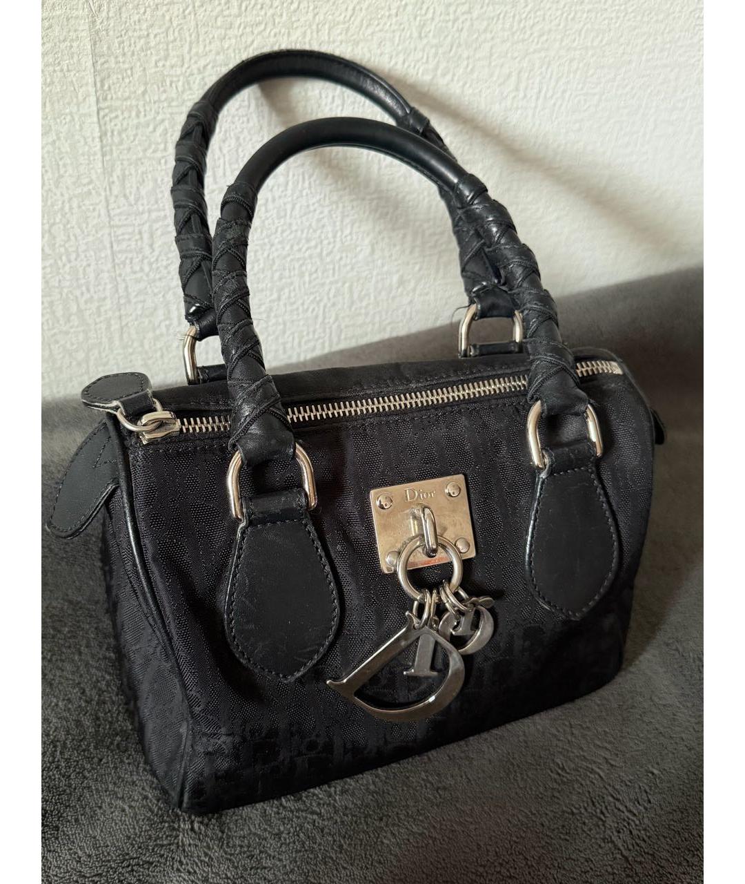 CHRISTIAN DIOR Черная жаккардовая сумка с короткими ручками, фото 2