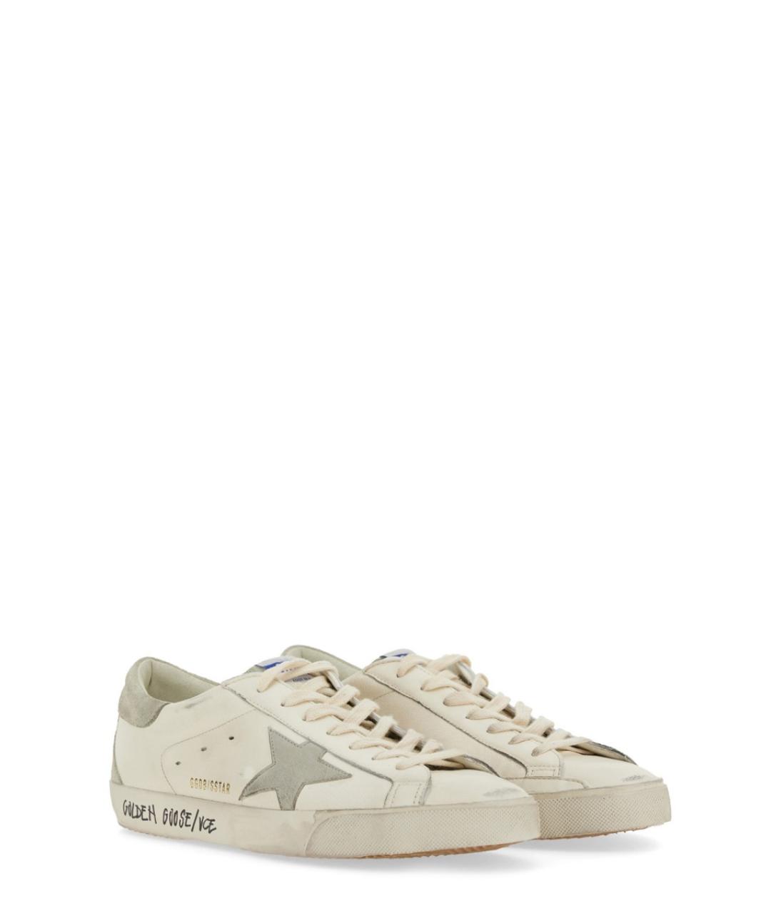 GOLDEN GOOSE Белые кожаные низкие кроссовки / кеды, фото 2