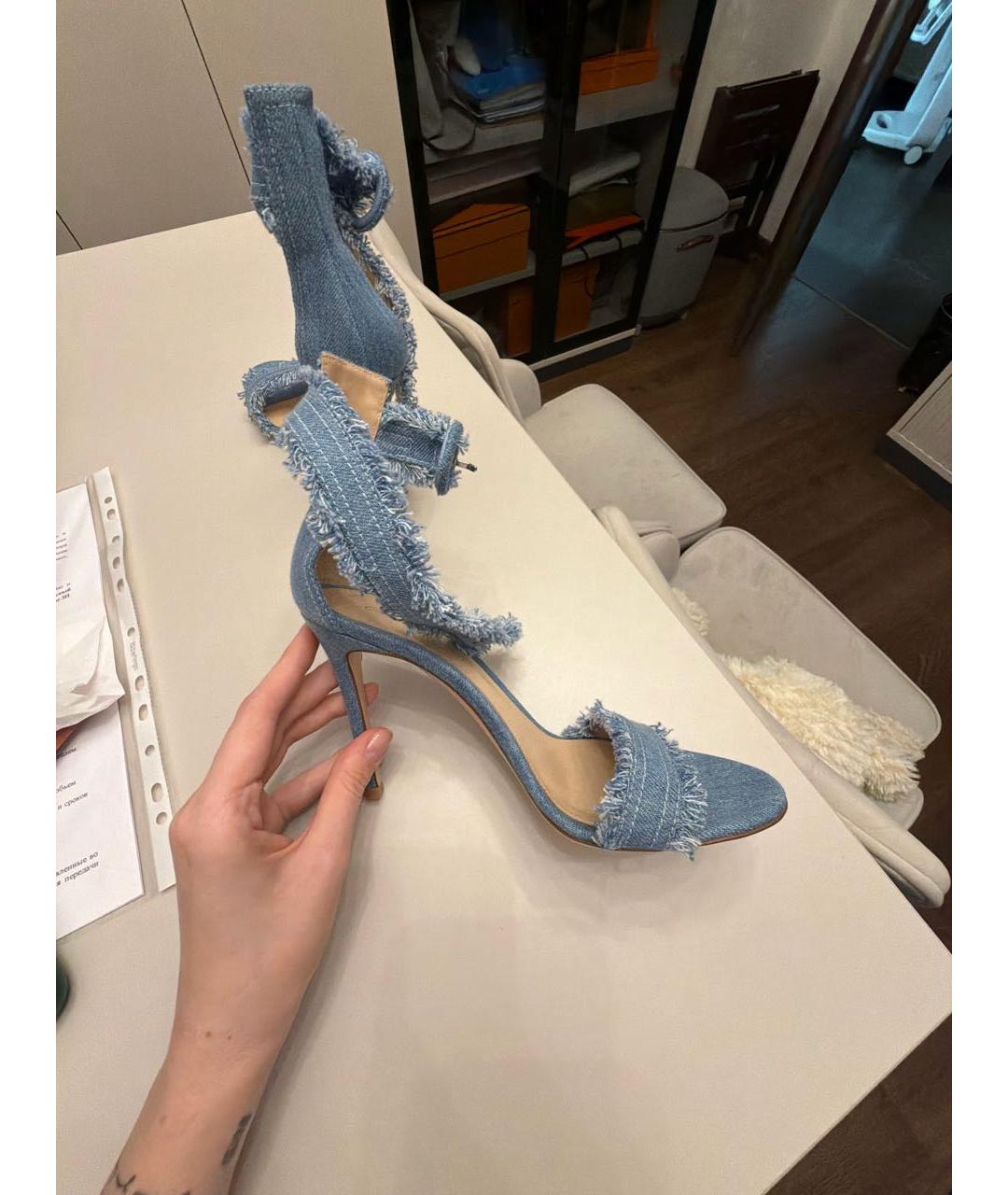 GIANVITO ROSSI Голубые босоножки, фото 6