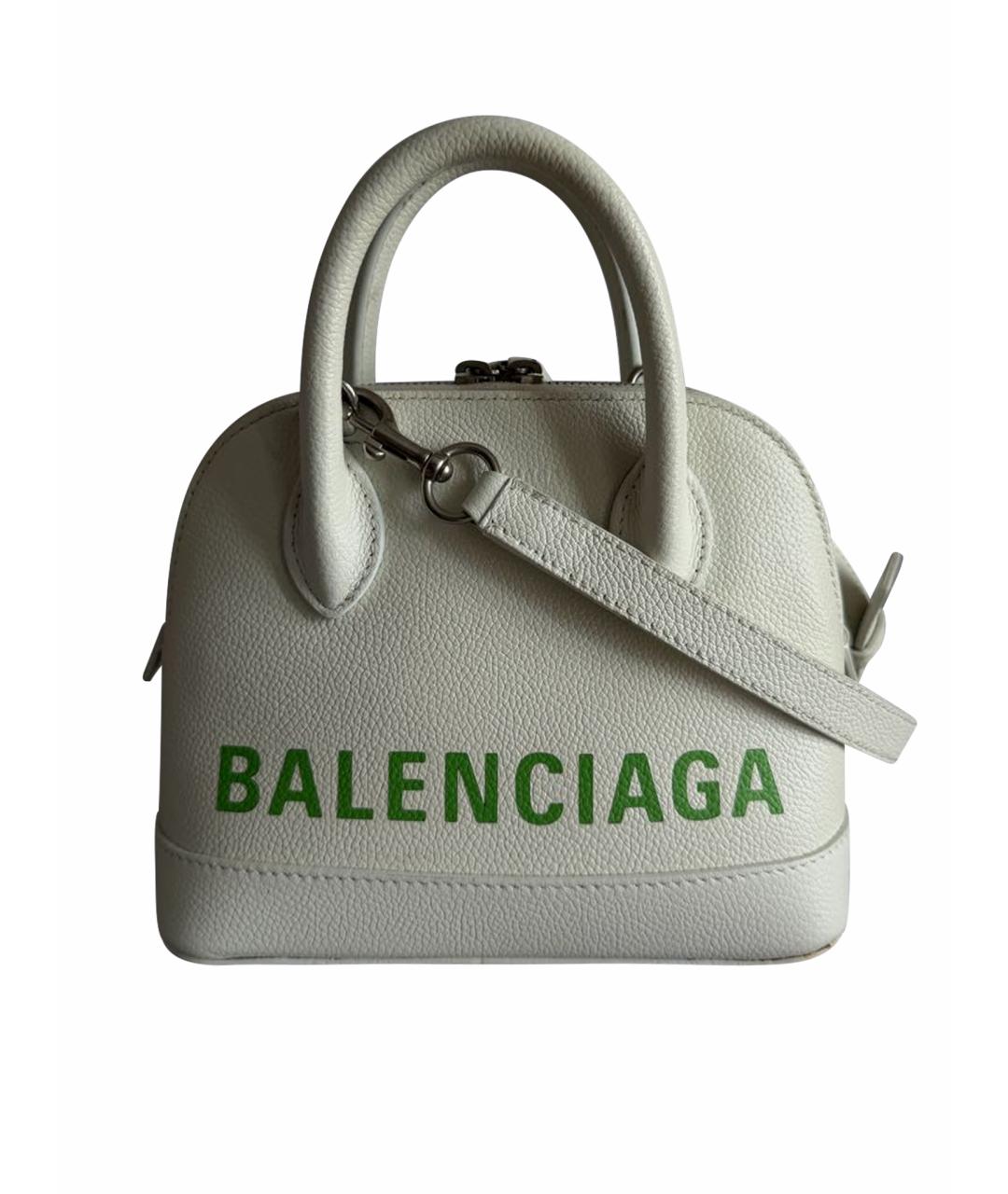 BALENCIAGA Белая кожаная сумка с короткими ручками, фото 1