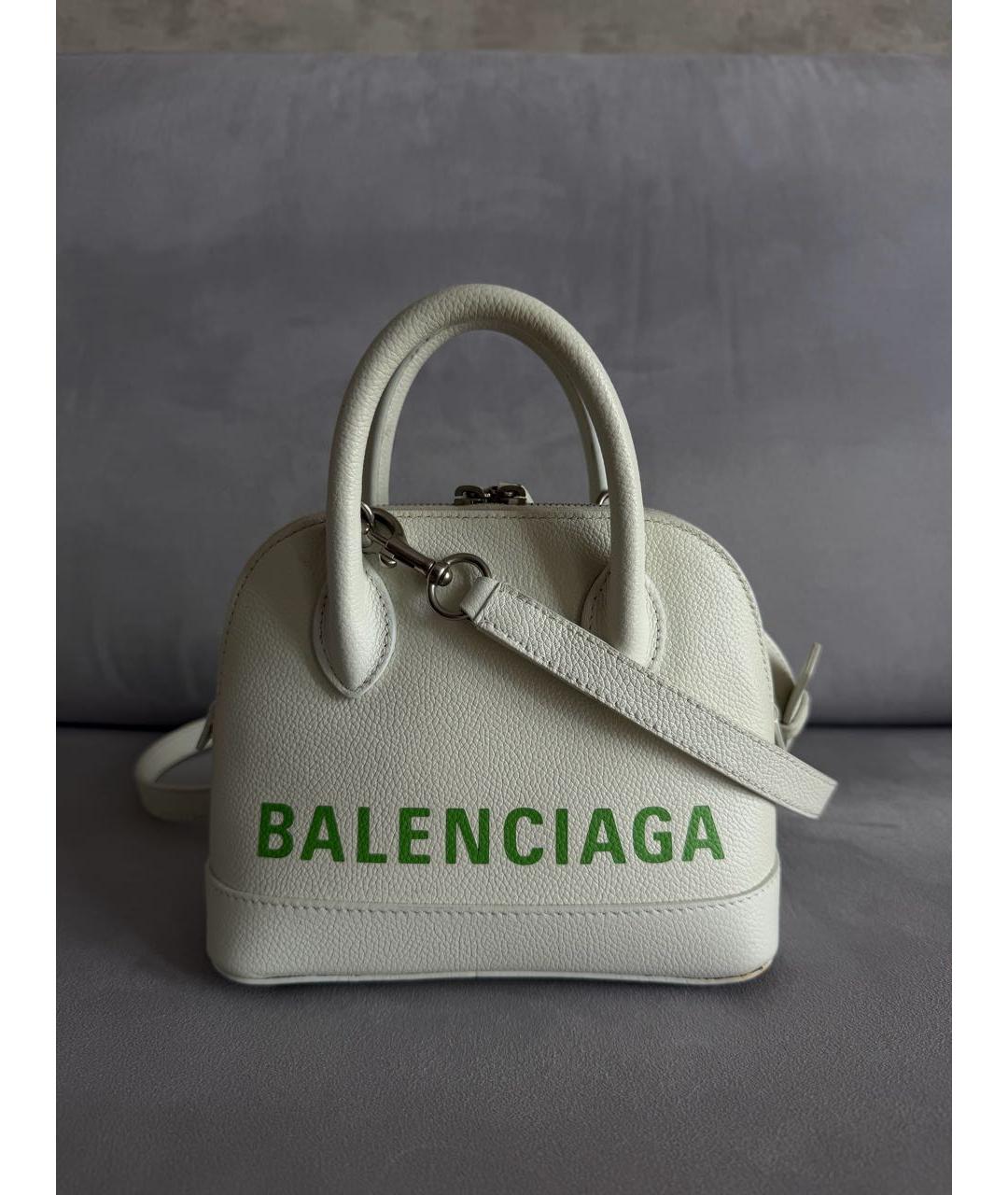 BALENCIAGA Белая кожаная сумка с короткими ручками, фото 6