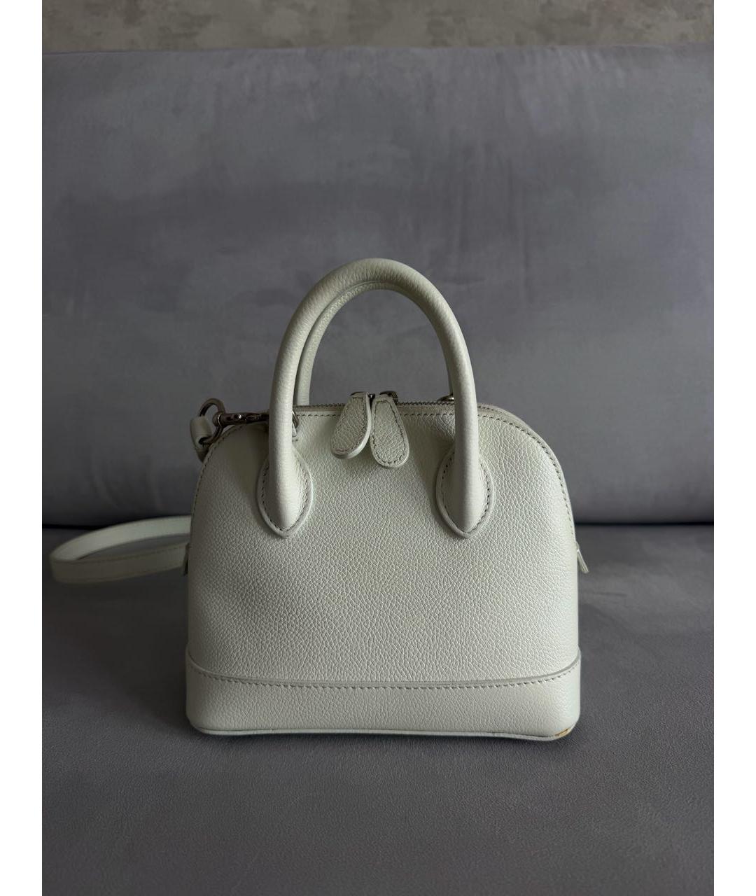 BALENCIAGA Белая кожаная сумка с короткими ручками, фото 3