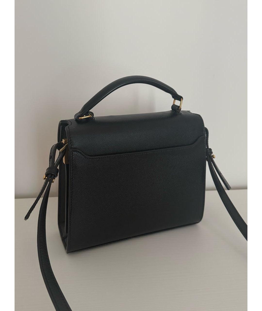 SAINT LAURENT Черная кожаная сумка с короткими ручками, фото 3