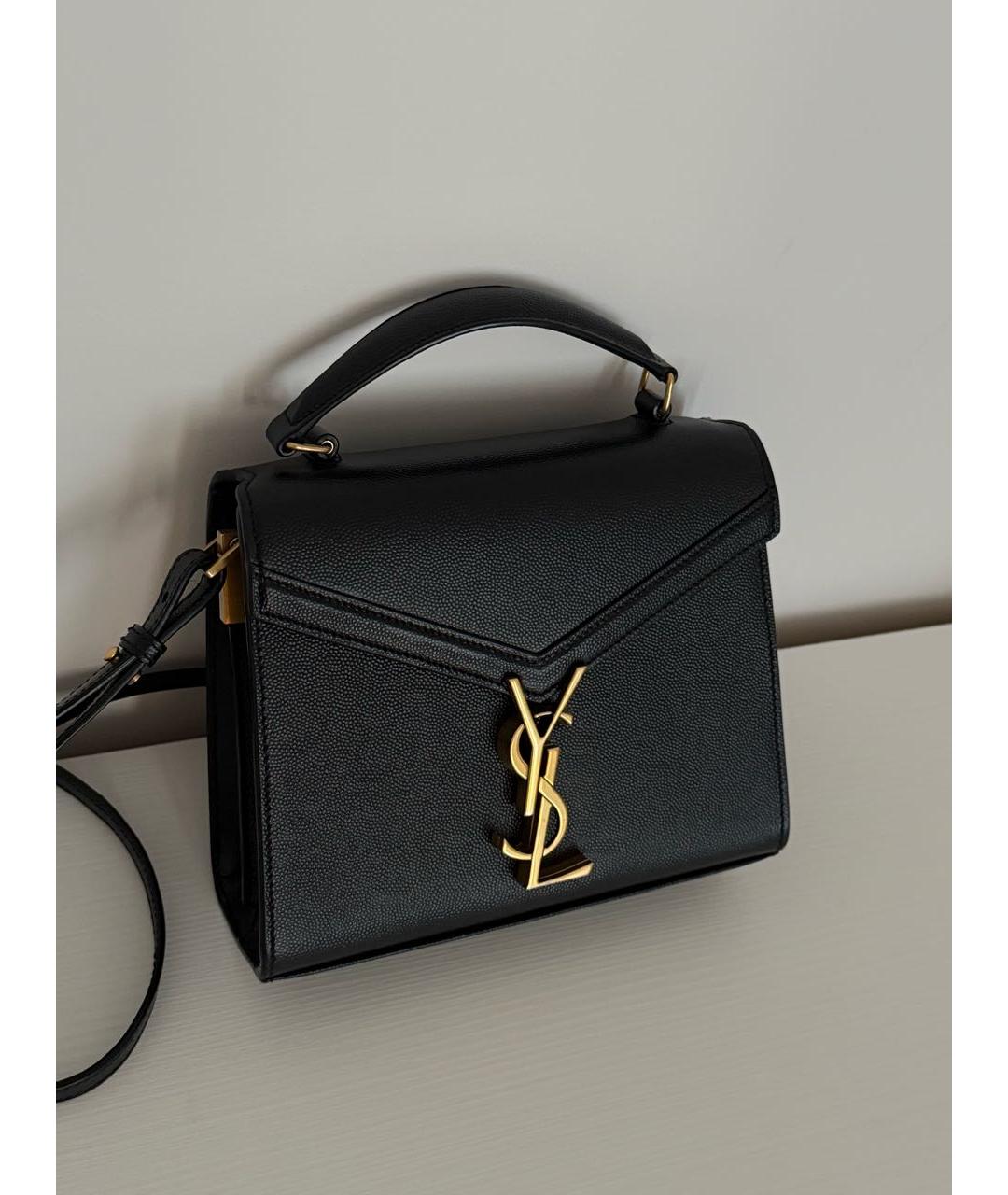 SAINT LAURENT Черная кожаная сумка с короткими ручками, фото 2