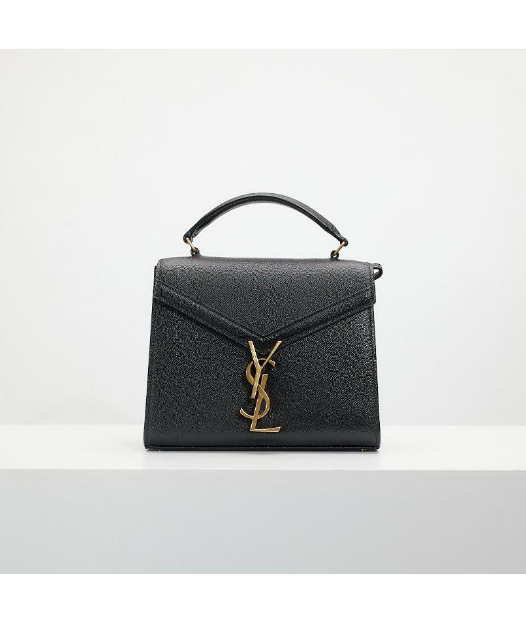 SAINT LAURENT Черная кожаная сумка с короткими ручками, фото 5