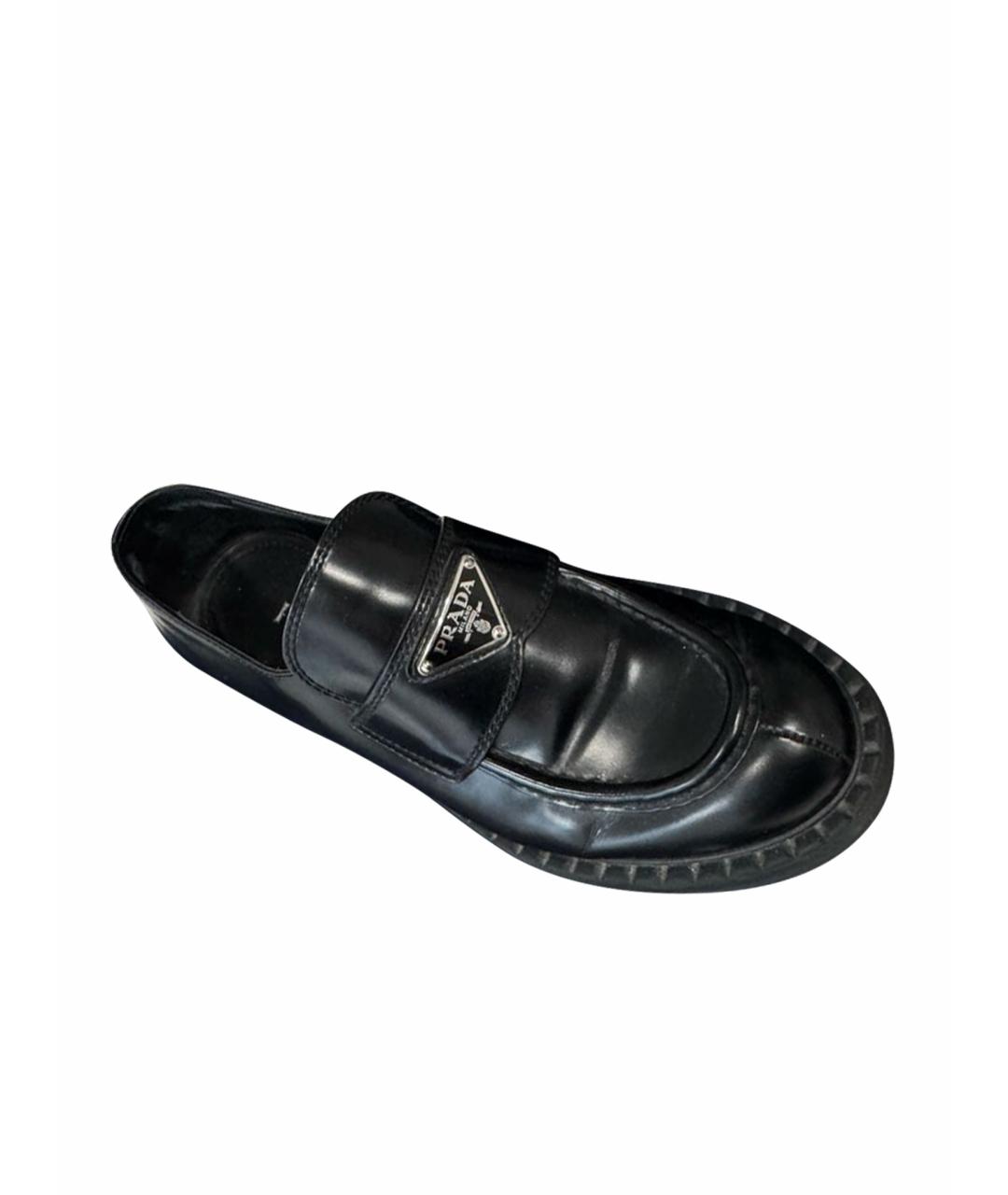 PRADA Черные кожаные лоферы, фото 1
