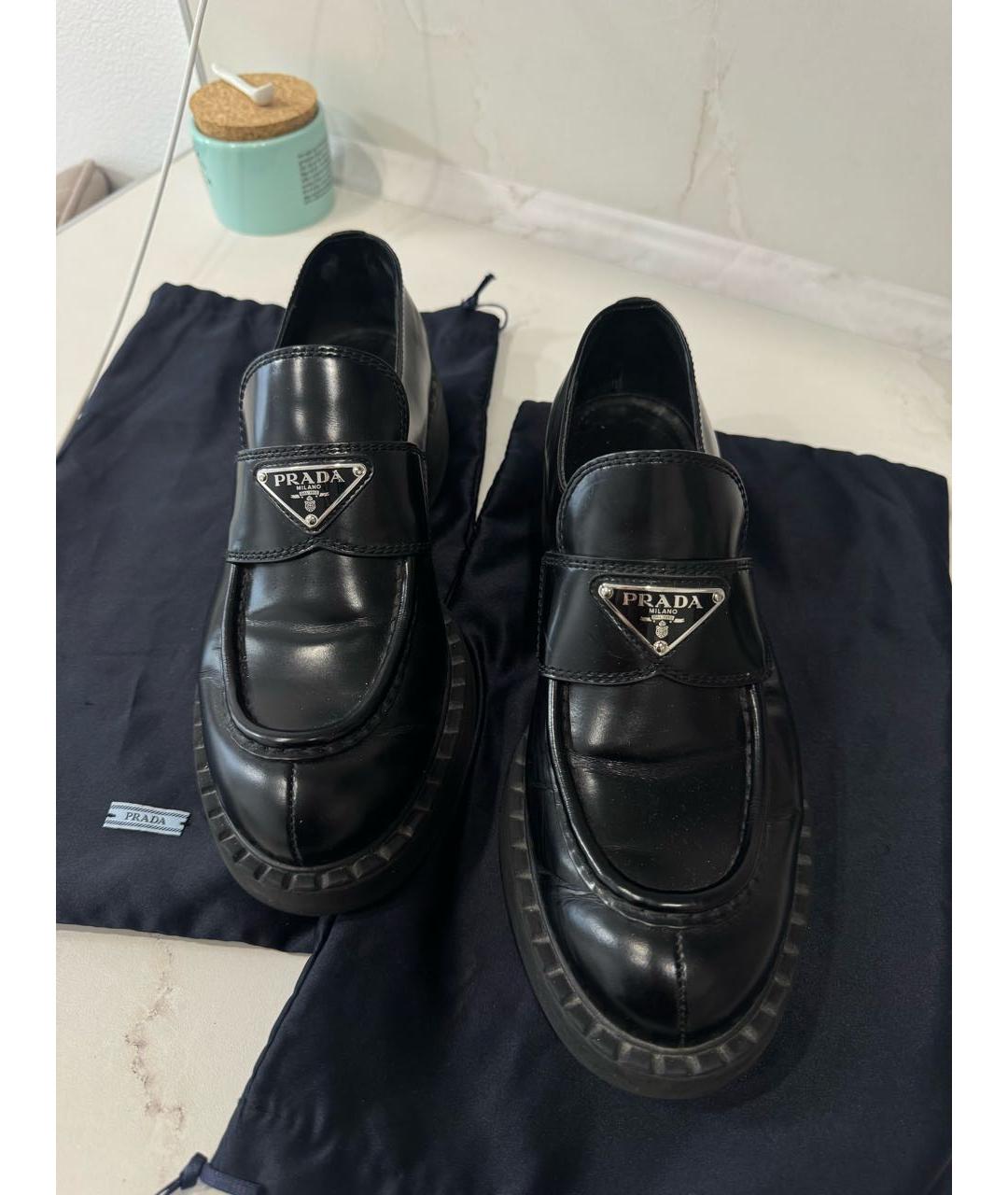PRADA Черные кожаные лоферы, фото 2