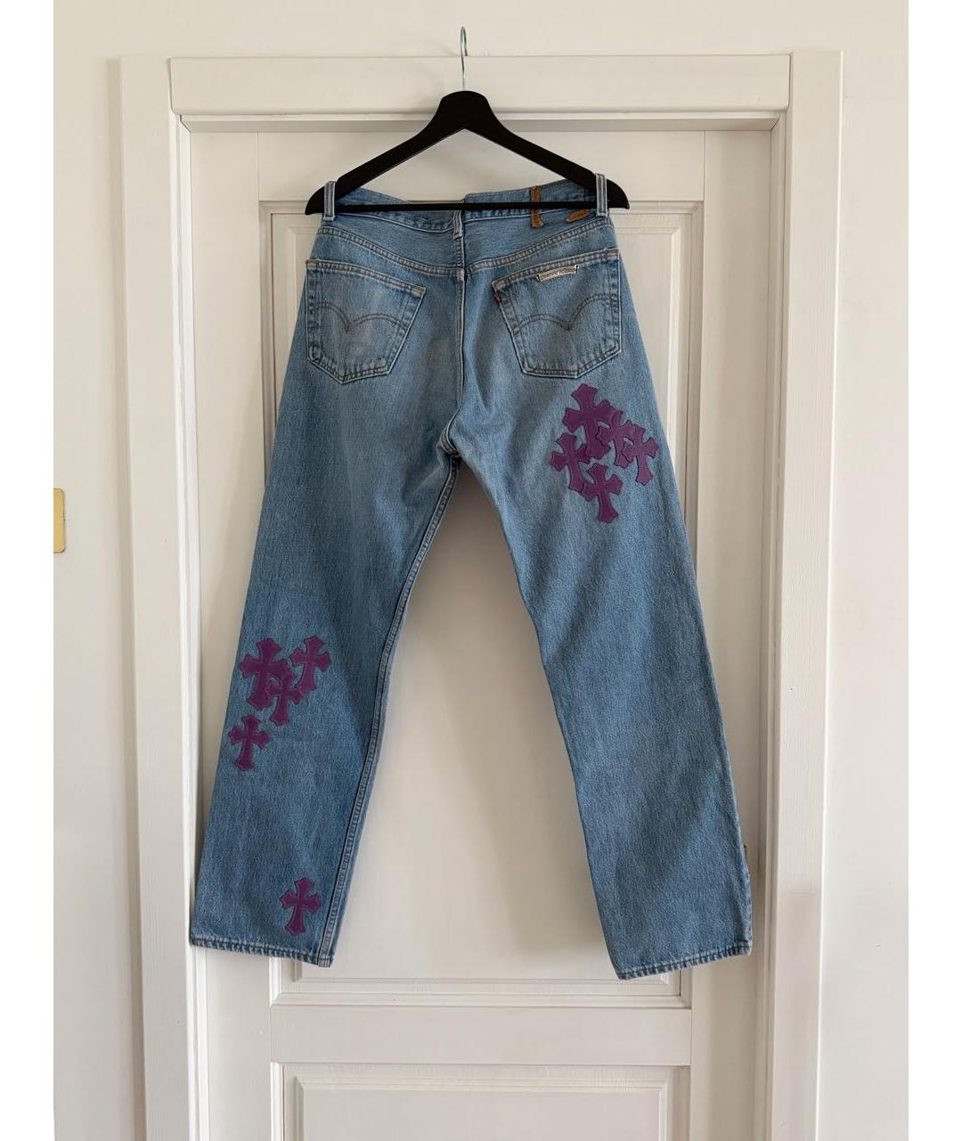 CHROME HEARTS Голубые хлопковые прямые джинсы, фото 2