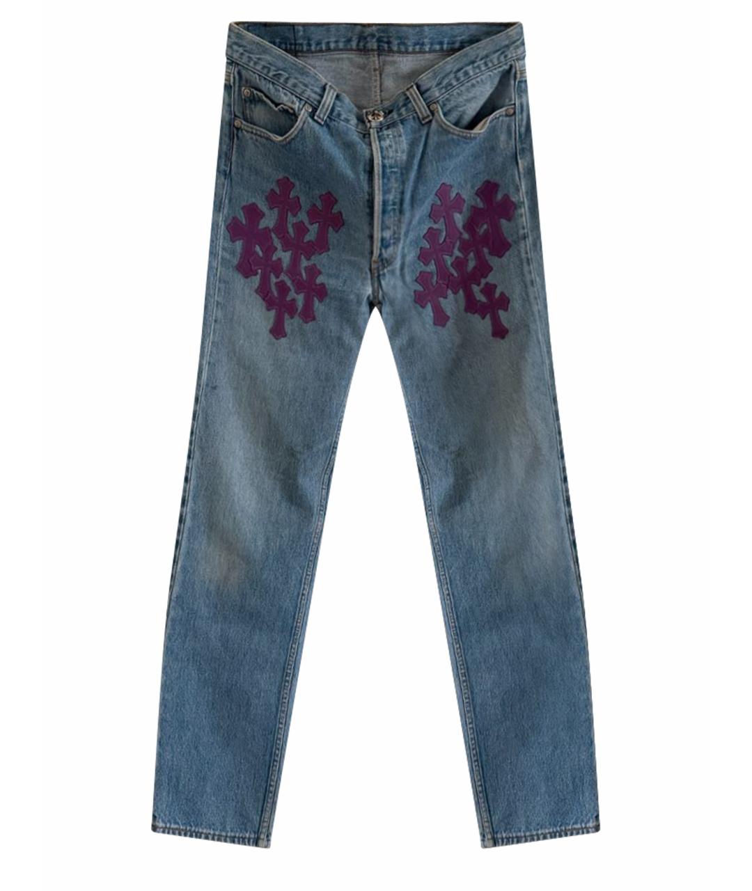 CHROME HEARTS Голубые хлопковые прямые джинсы, фото 1