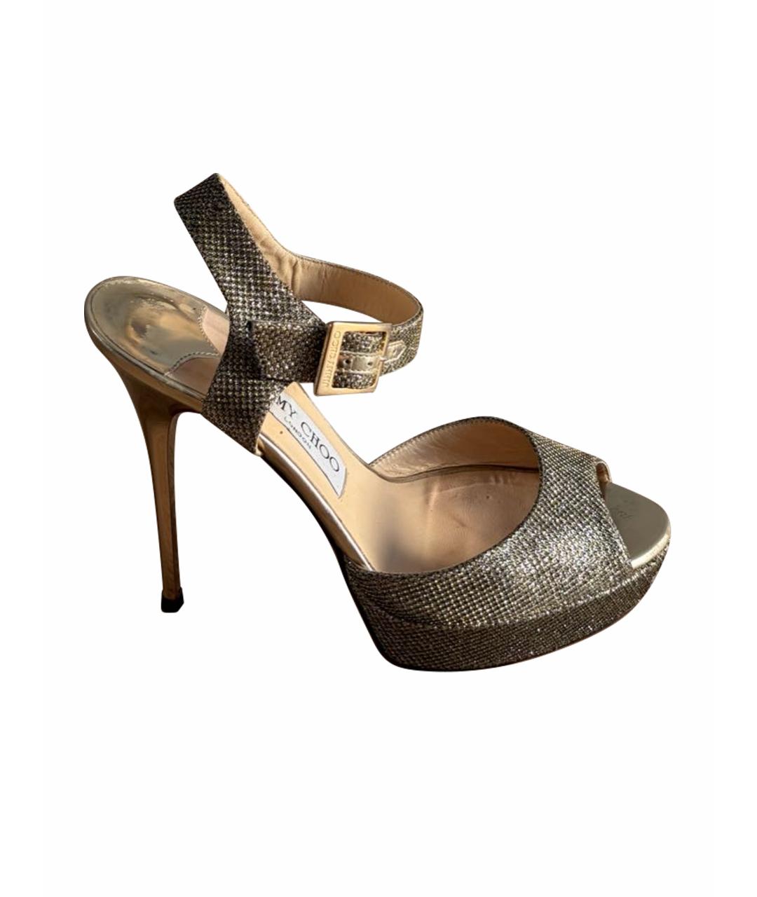 JIMMY CHOO Золотые босоножки, фото 9