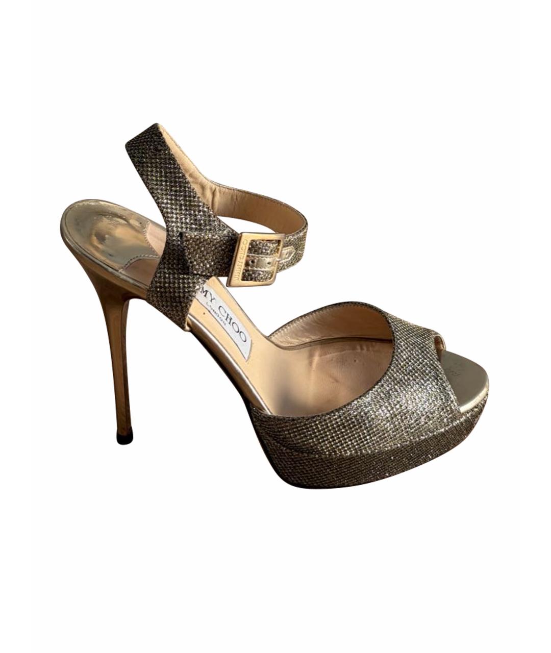 JIMMY CHOO Золотые босоножки, фото 1