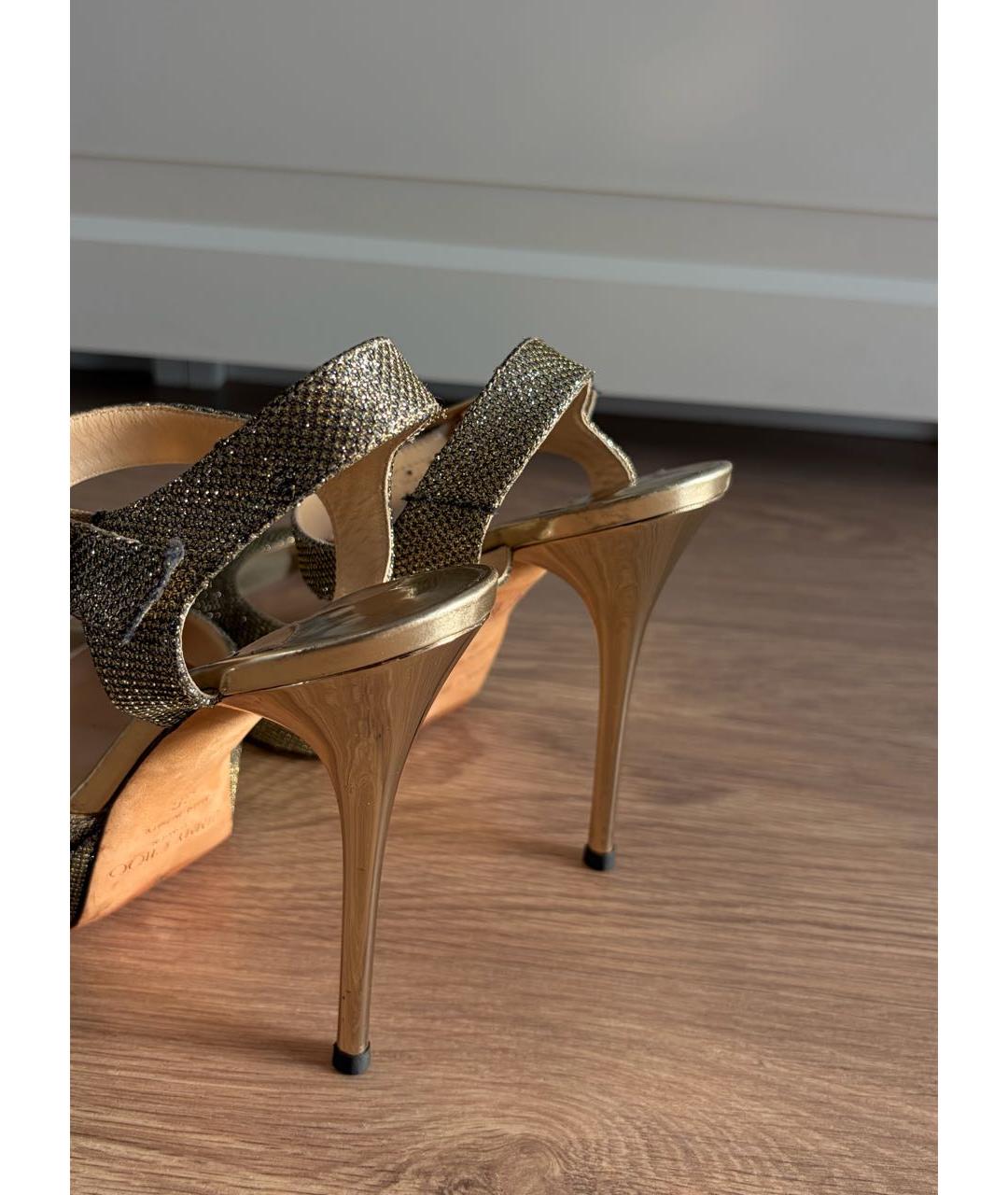 JIMMY CHOO Золотые босоножки, фото 4