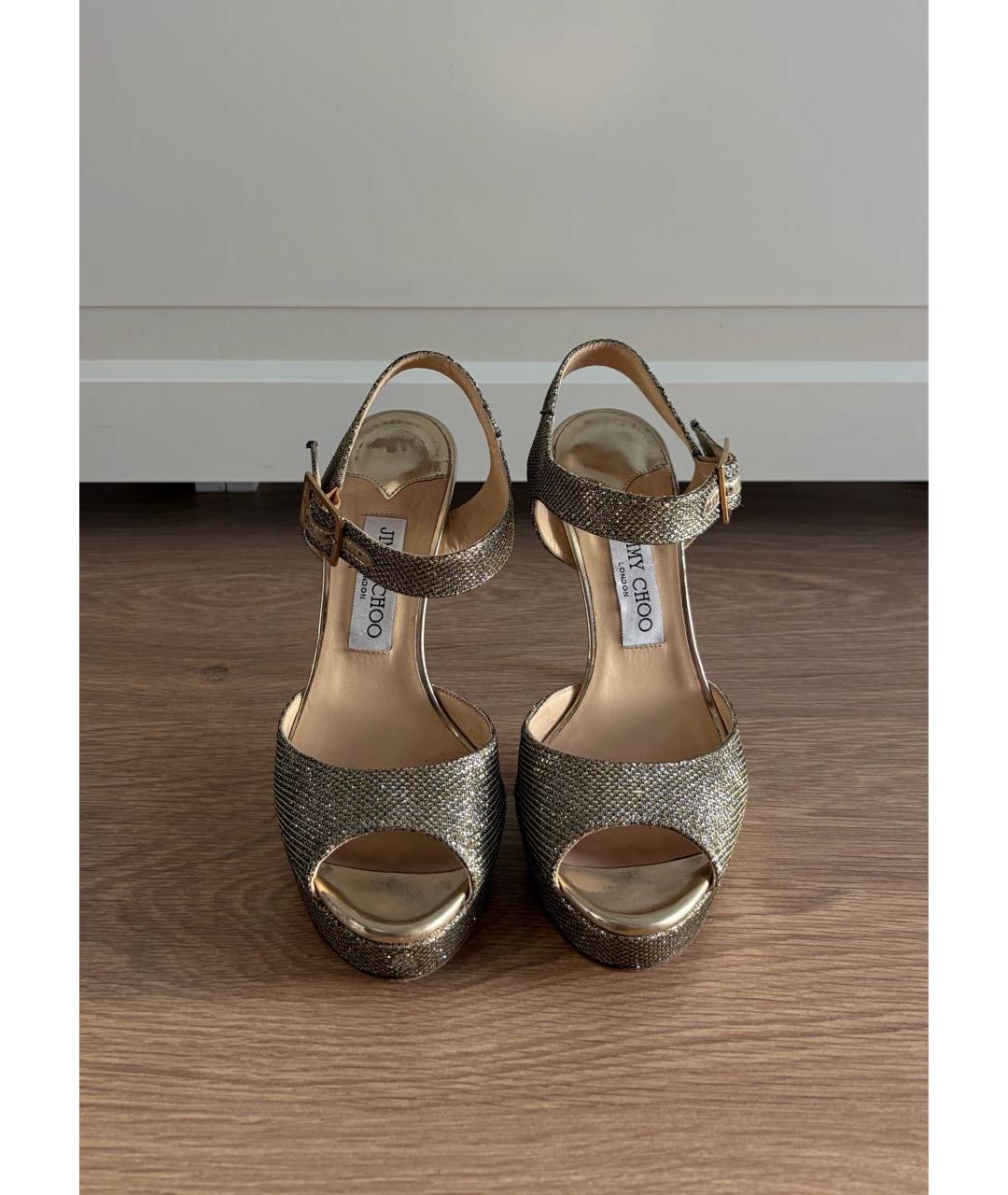 JIMMY CHOO Золотые босоножки, фото 3