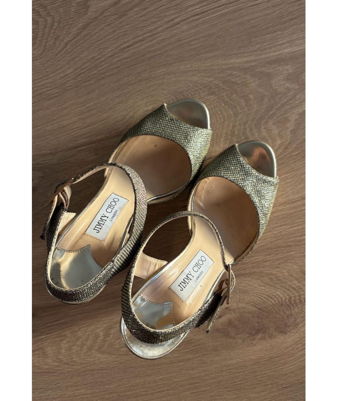 JIMMY CHOO Золотые босоножки, фото 6