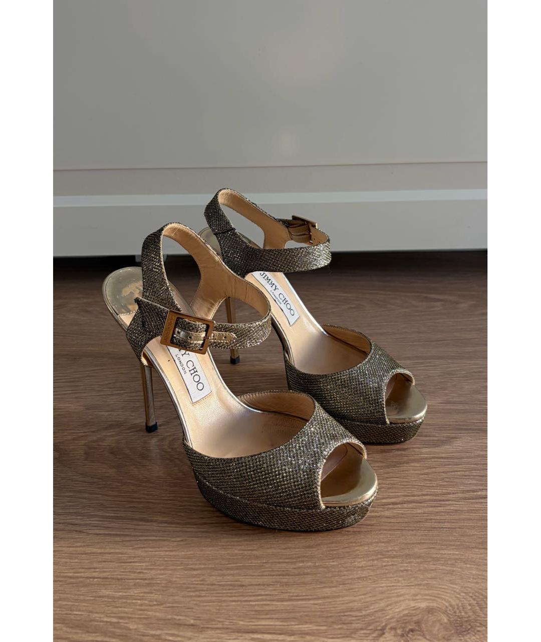 JIMMY CHOO Золотые босоножки, фото 2