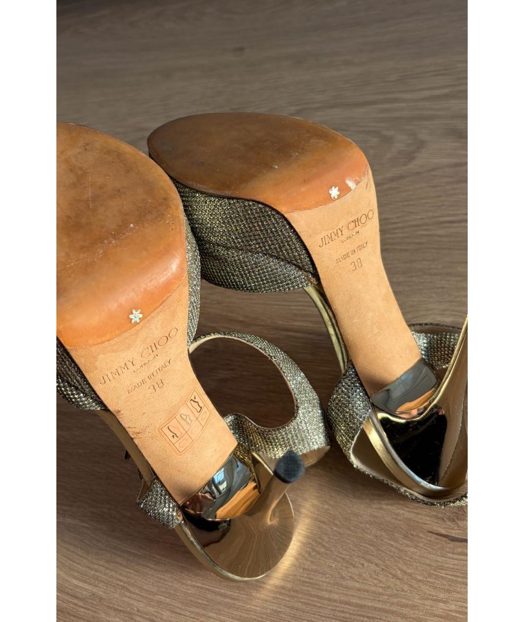 JIMMY CHOO Золотые босоножки, фото 8