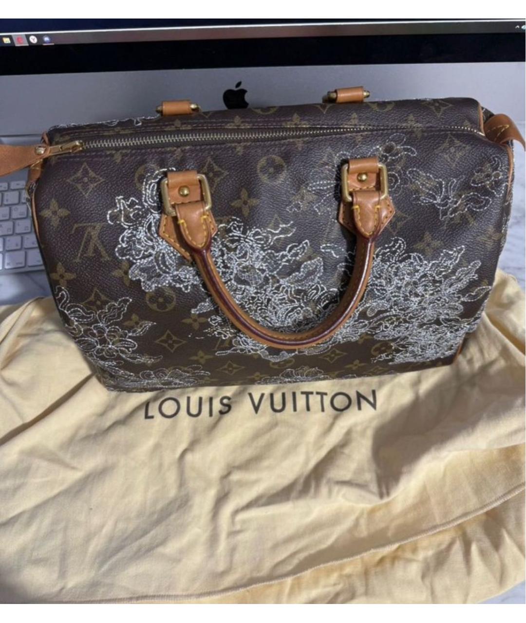 LOUIS VUITTON Коричневая кожаная сумка через плечо, фото 3