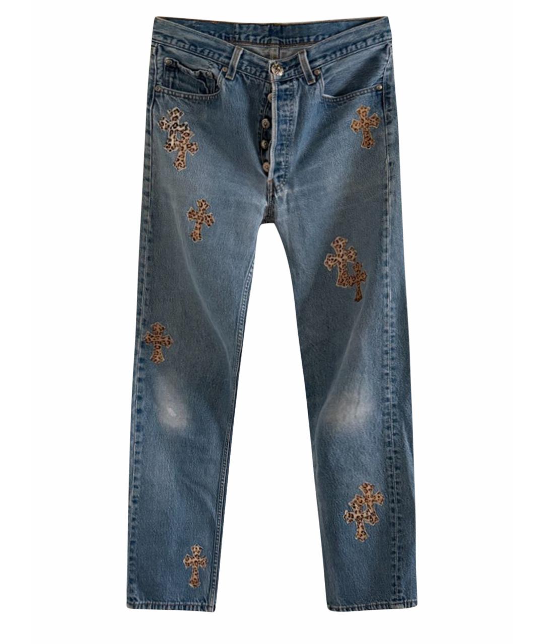 CHROME HEARTS Голубые хлопковые прямые джинсы, фото 1