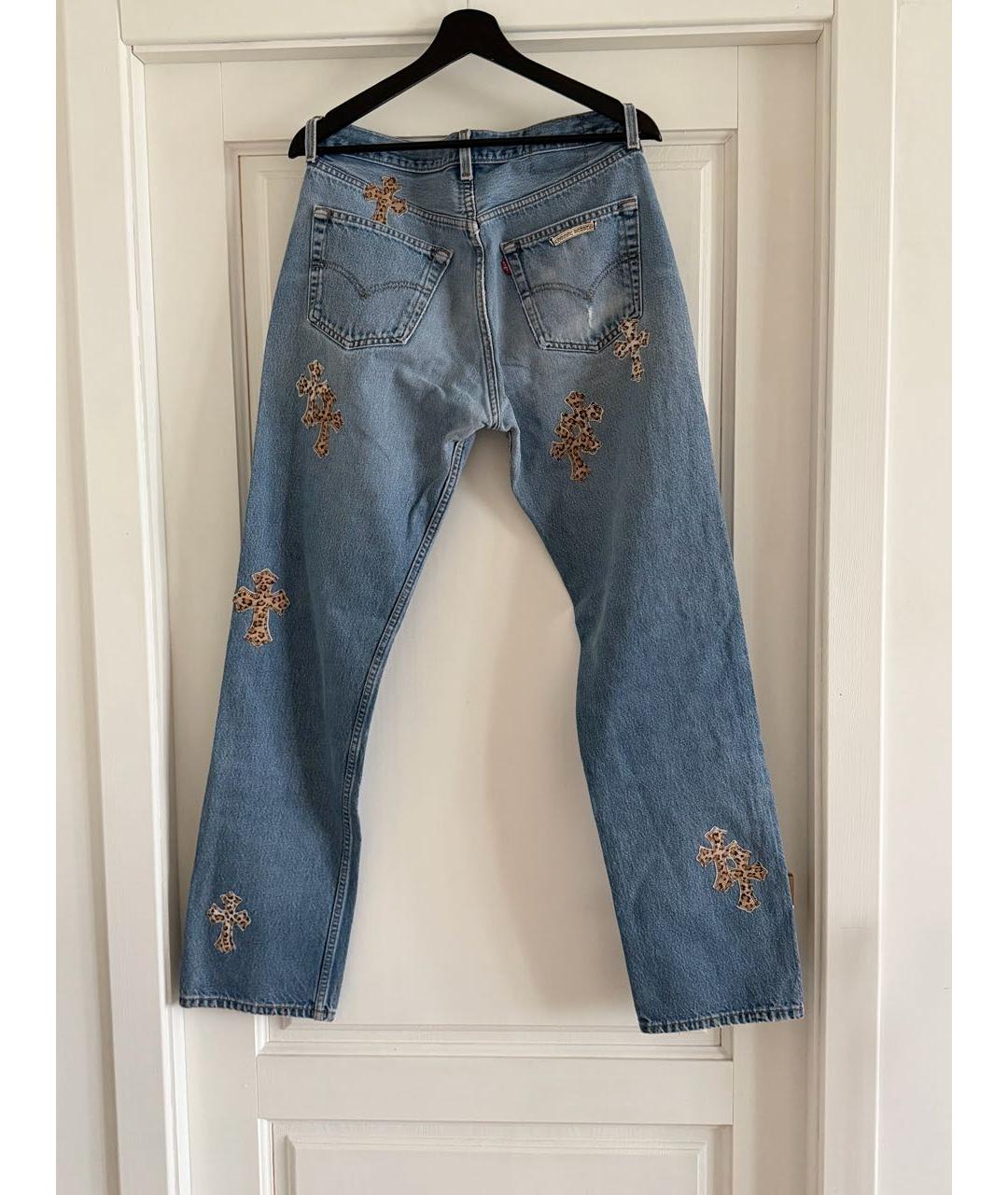 CHROME HEARTS Голубые хлопковые прямые джинсы, фото 2
