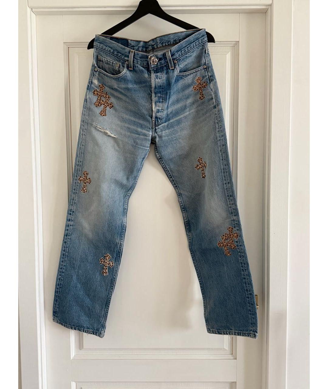 CHROME HEARTS Голубые хлопковые прямые джинсы, фото 3
