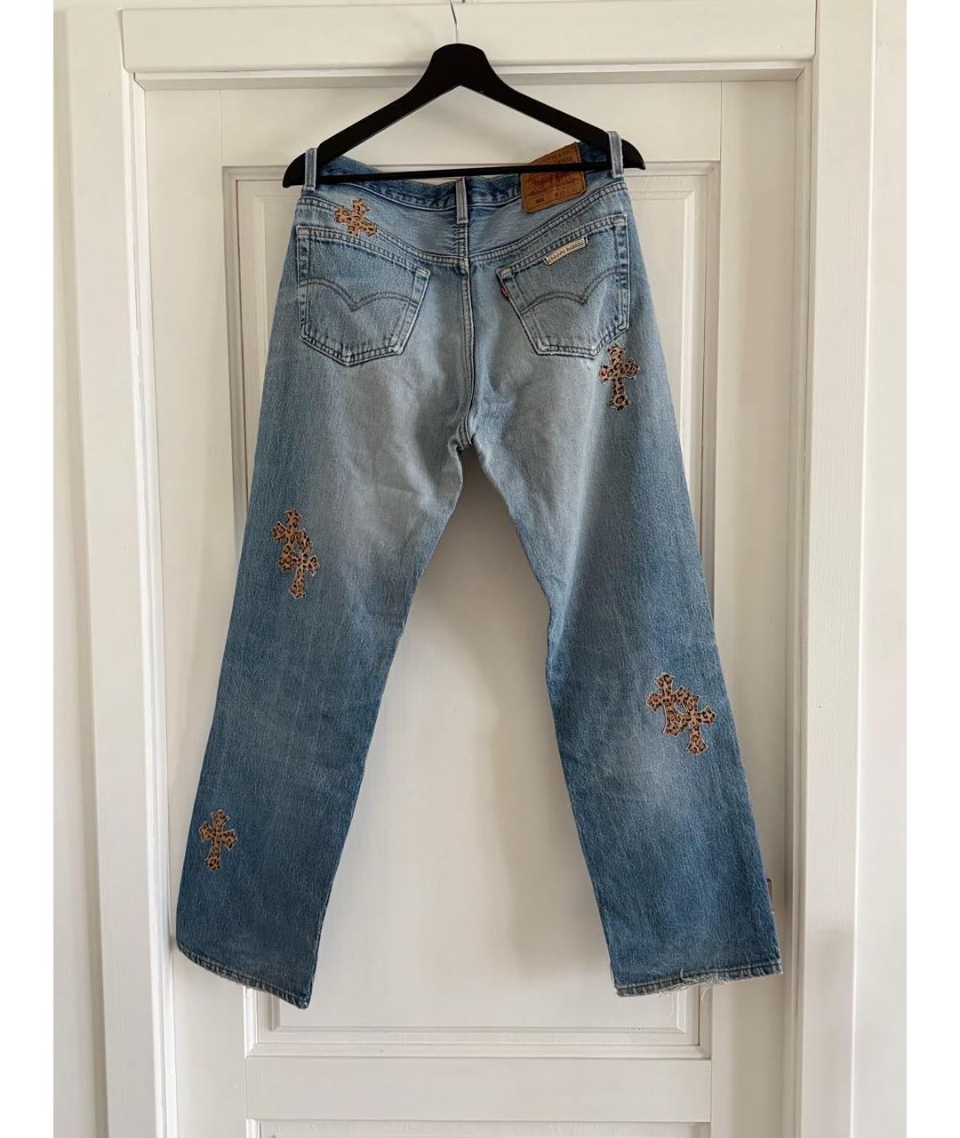 CHROME HEARTS Голубые хлопковые прямые джинсы, фото 2