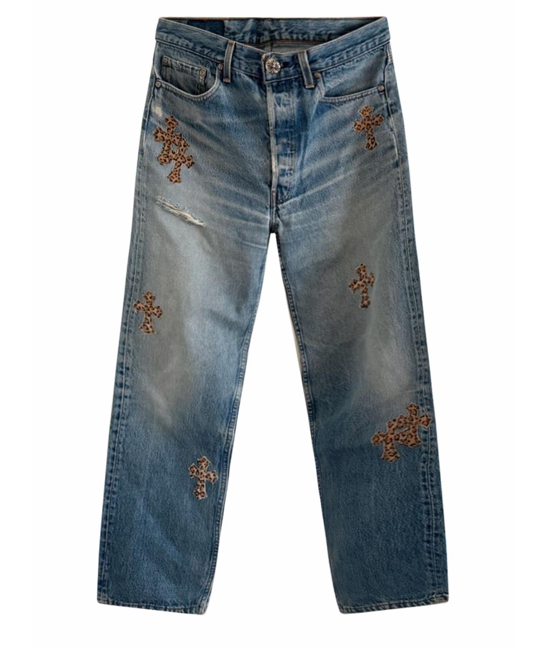 CHROME HEARTS Голубые хлопковые прямые джинсы, фото 1