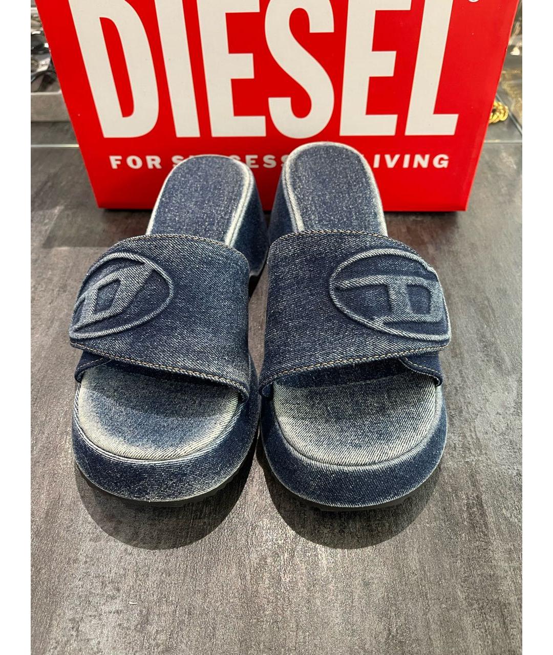 DIESEL Синие текстильные сабо, фото 2