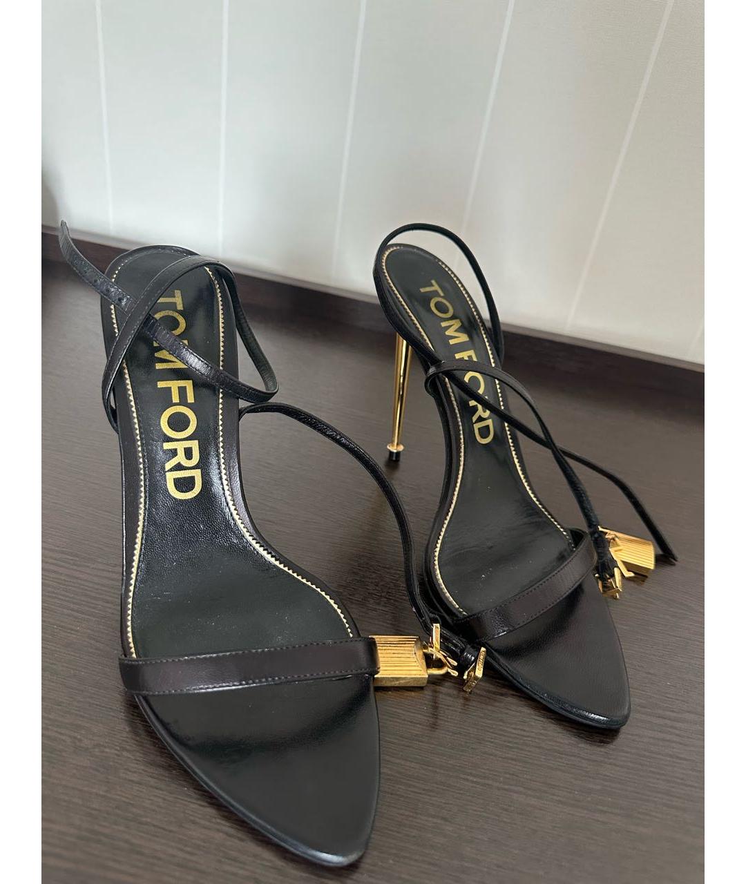 TOM FORD Черные кожаные босоножки, фото 3