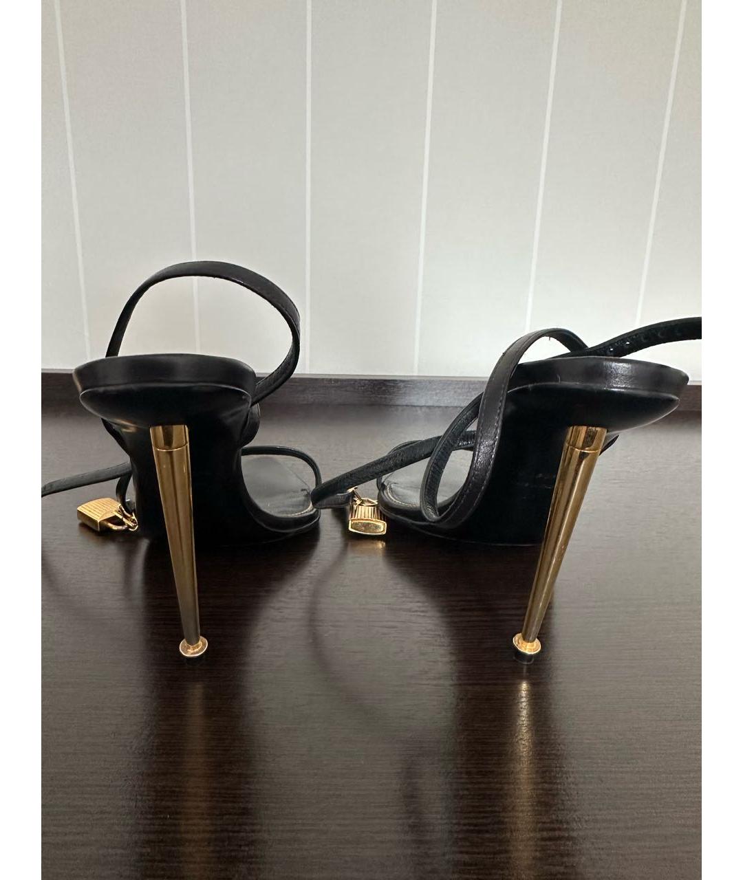 TOM FORD Черные кожаные босоножки, фото 4