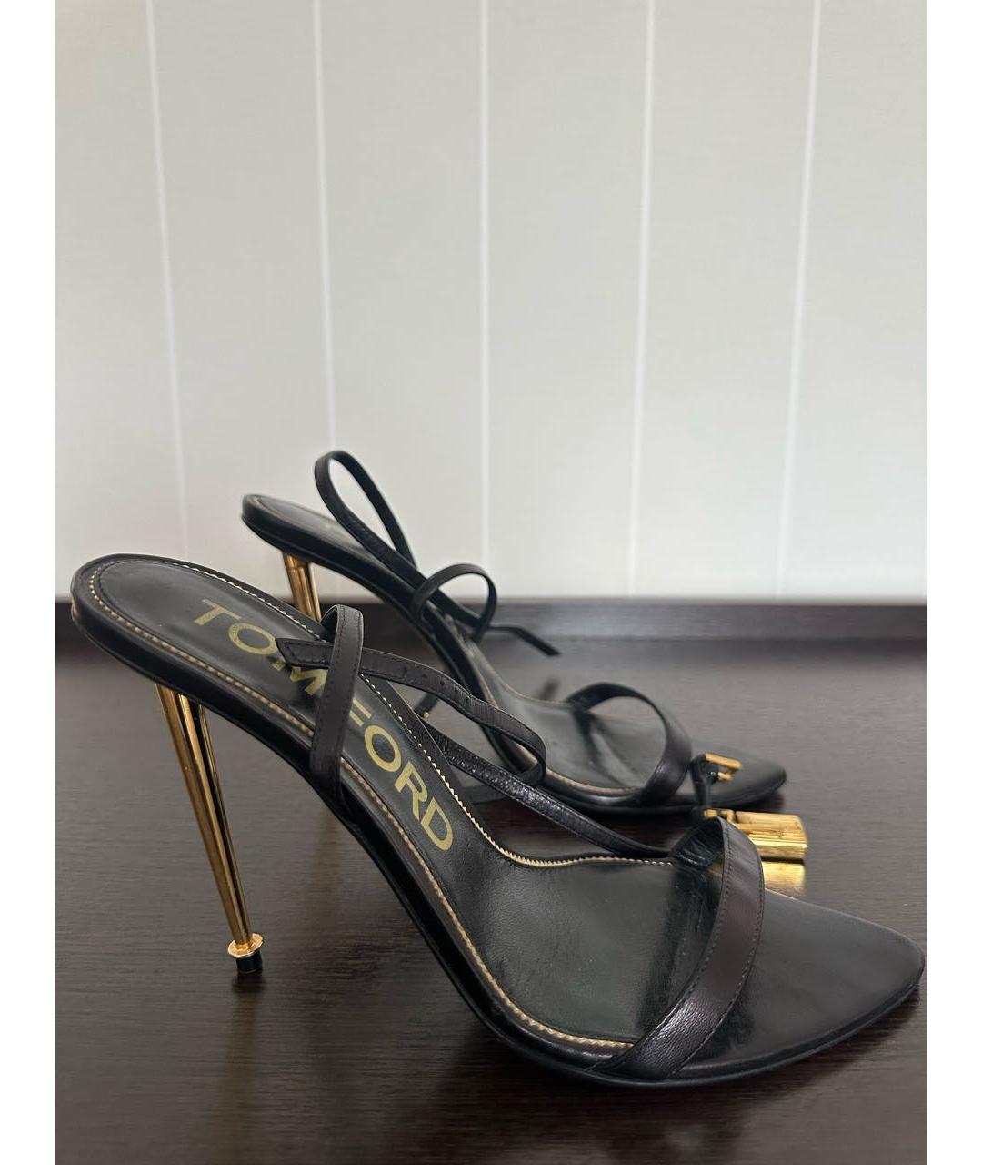 TOM FORD Черные кожаные босоножки, фото 6
