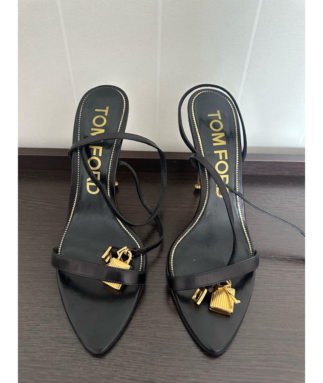 TOM FORD Черные кожаные босоножки, фото 2