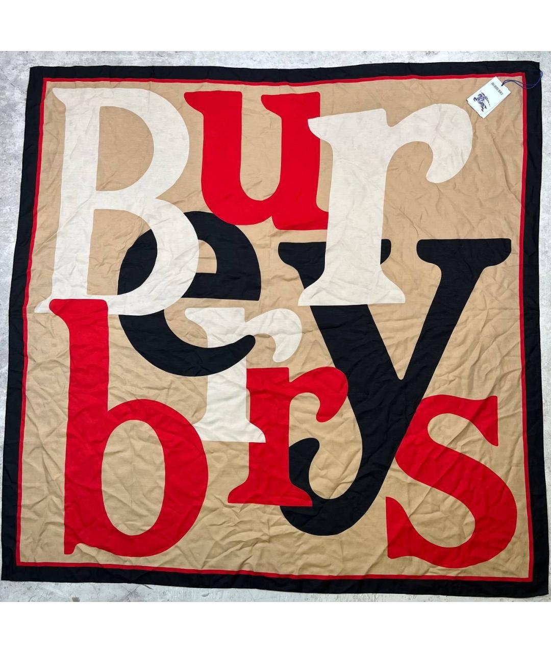 BURBERRY Бежевый хлопковый платок, фото 4