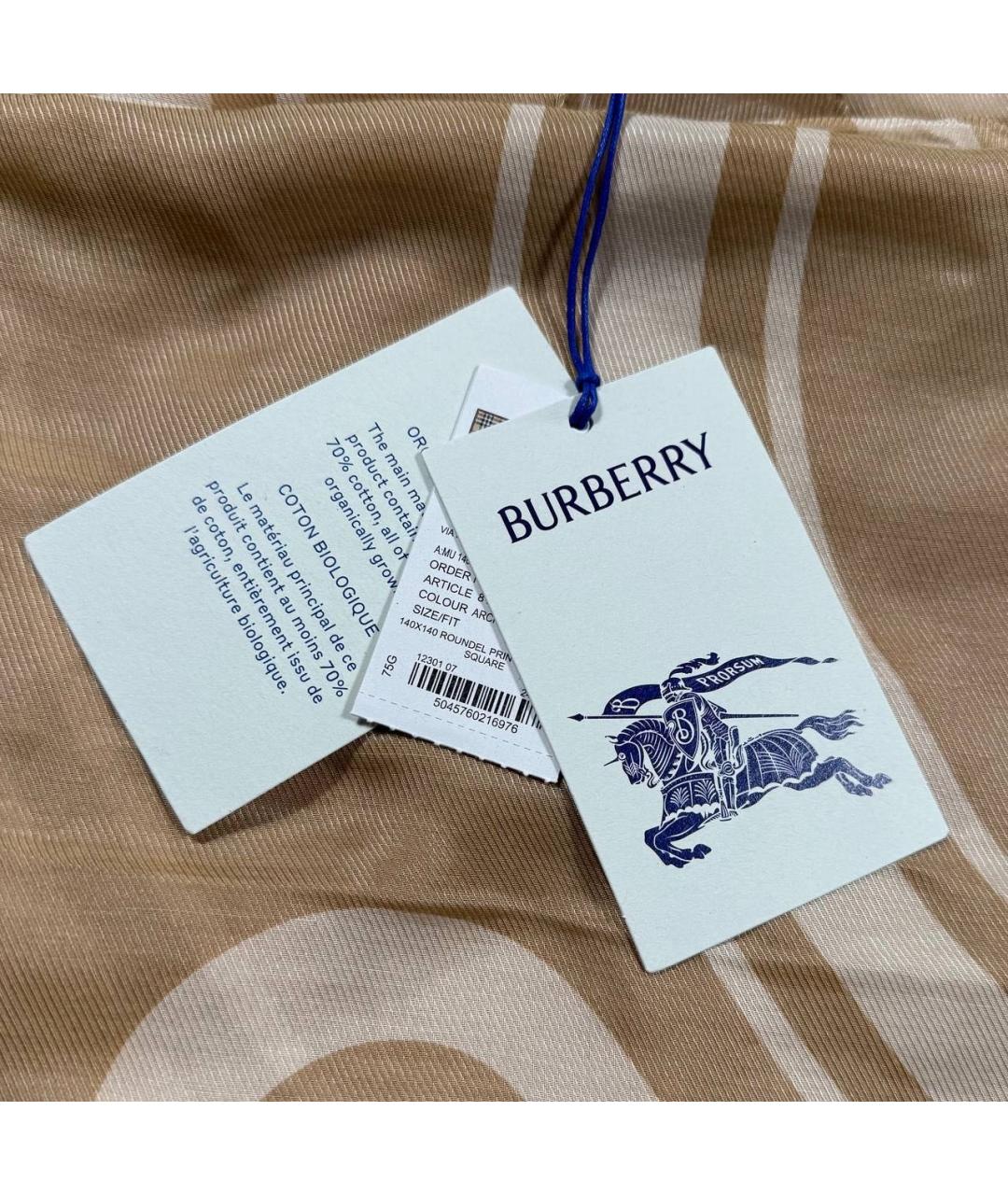 BURBERRY Бежевый хлопковый платок, фото 4