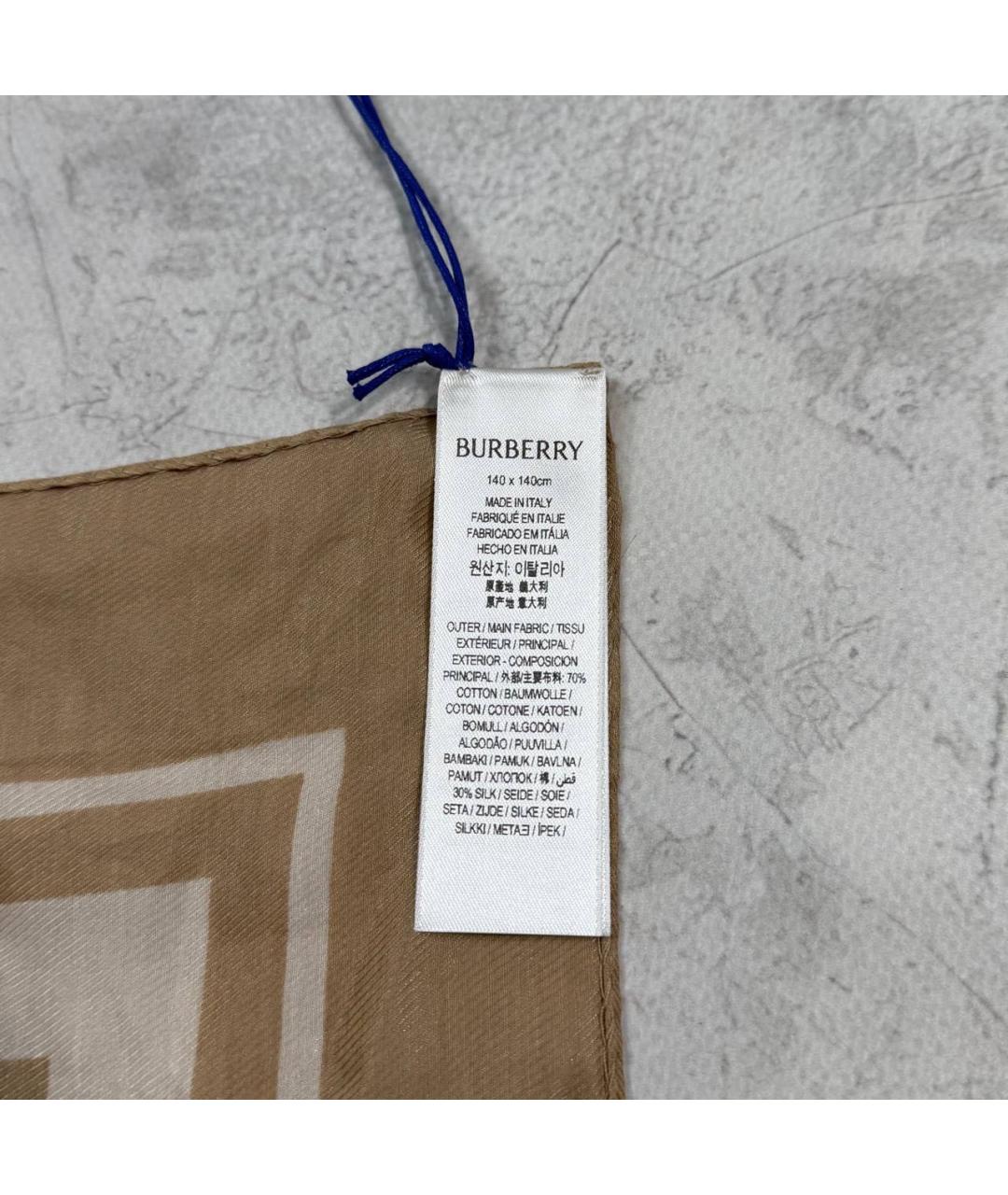 BURBERRY Бежевый хлопковый платок, фото 3