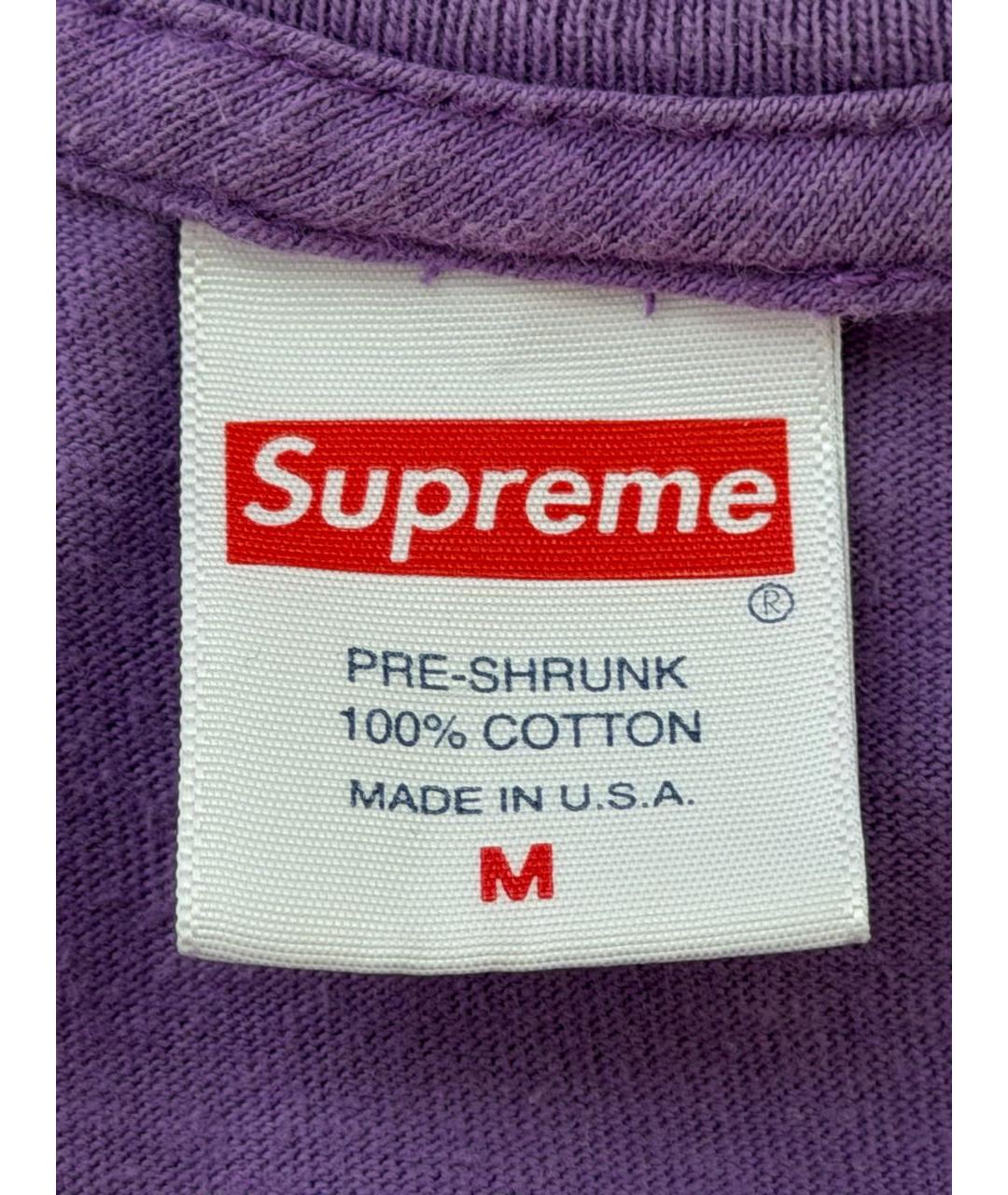 SUPREME Фиолетовая хлопковая футболка, фото 5