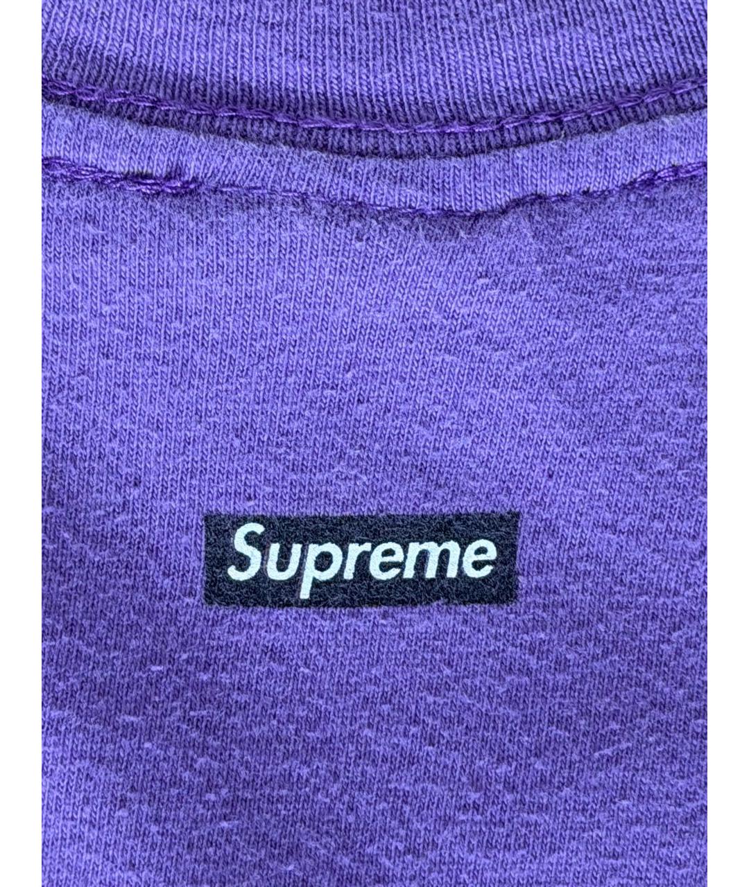 SUPREME Фиолетовая хлопковая футболка, фото 4