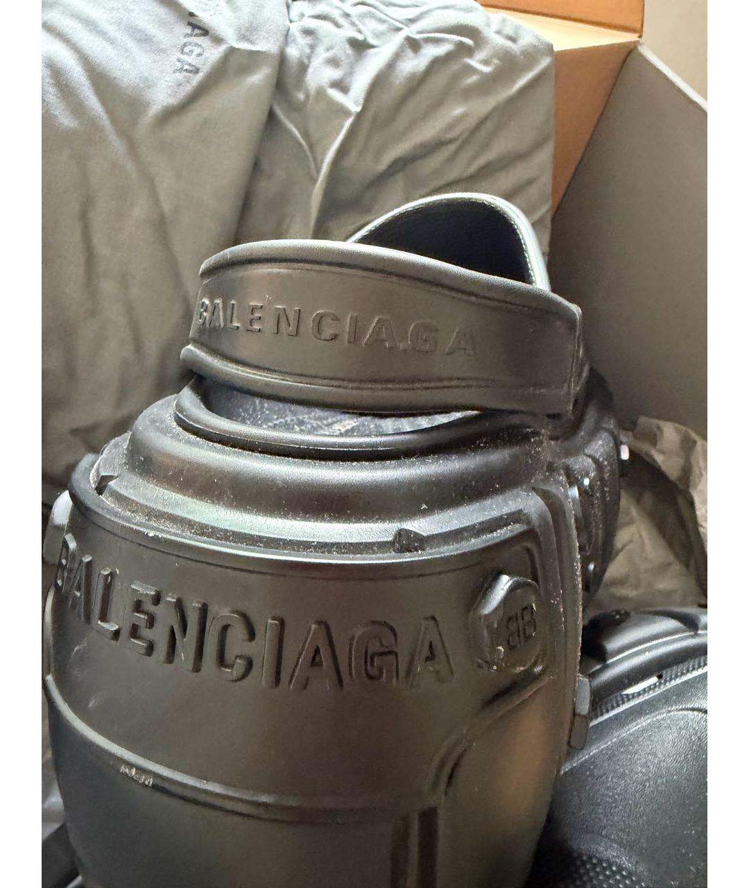 BALENCIAGA Черные резиновые сабо, фото 4