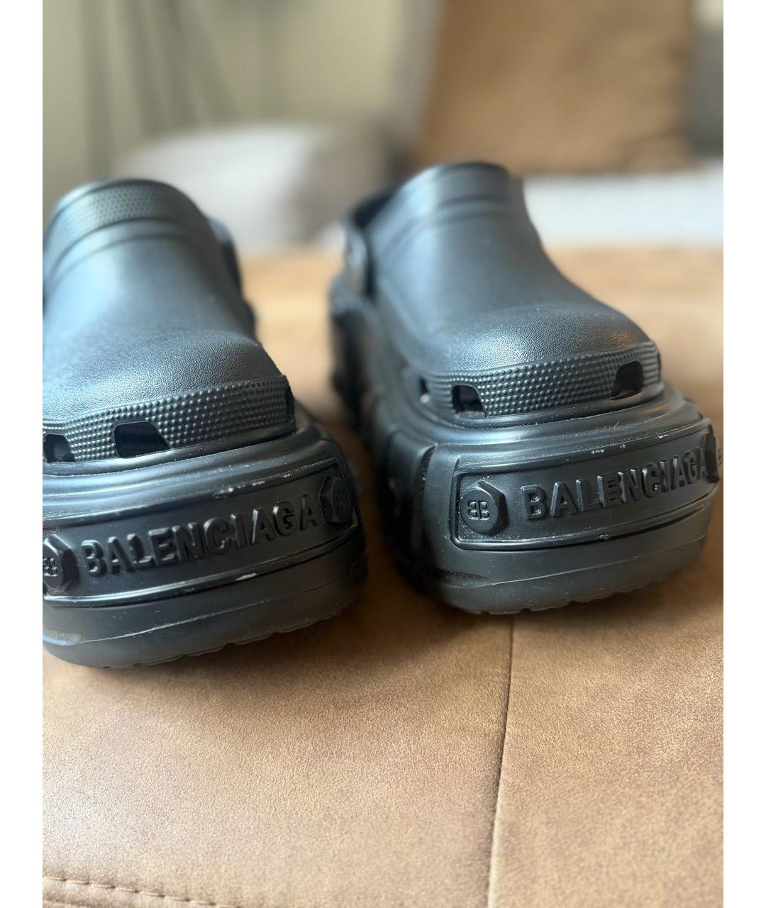 BALENCIAGA Черные резиновые сабо, фото 3
