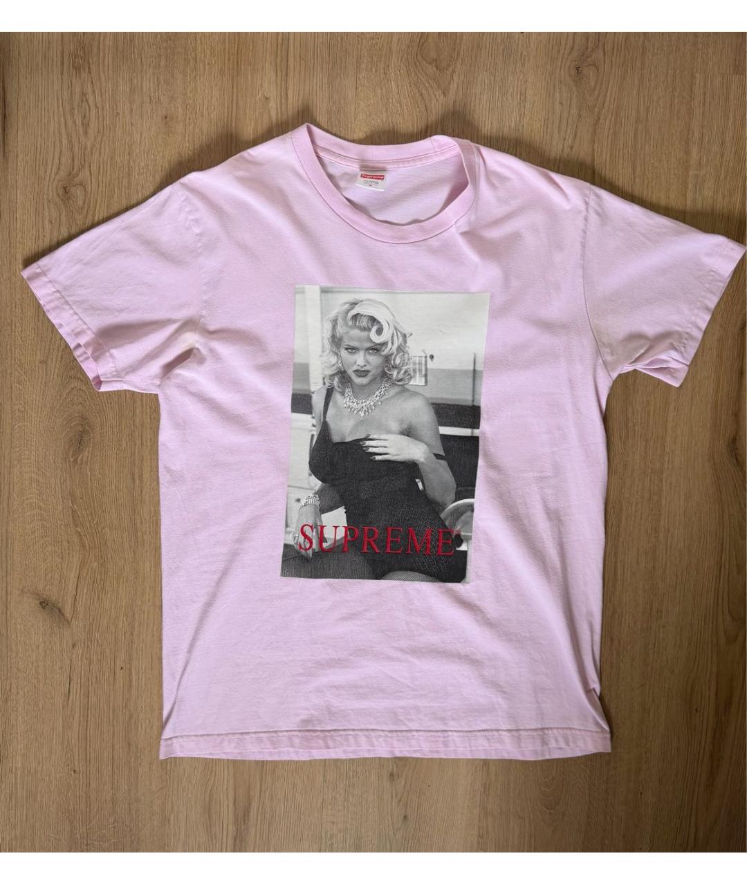 SUPREME Розовая хлопковая футболка, фото 6