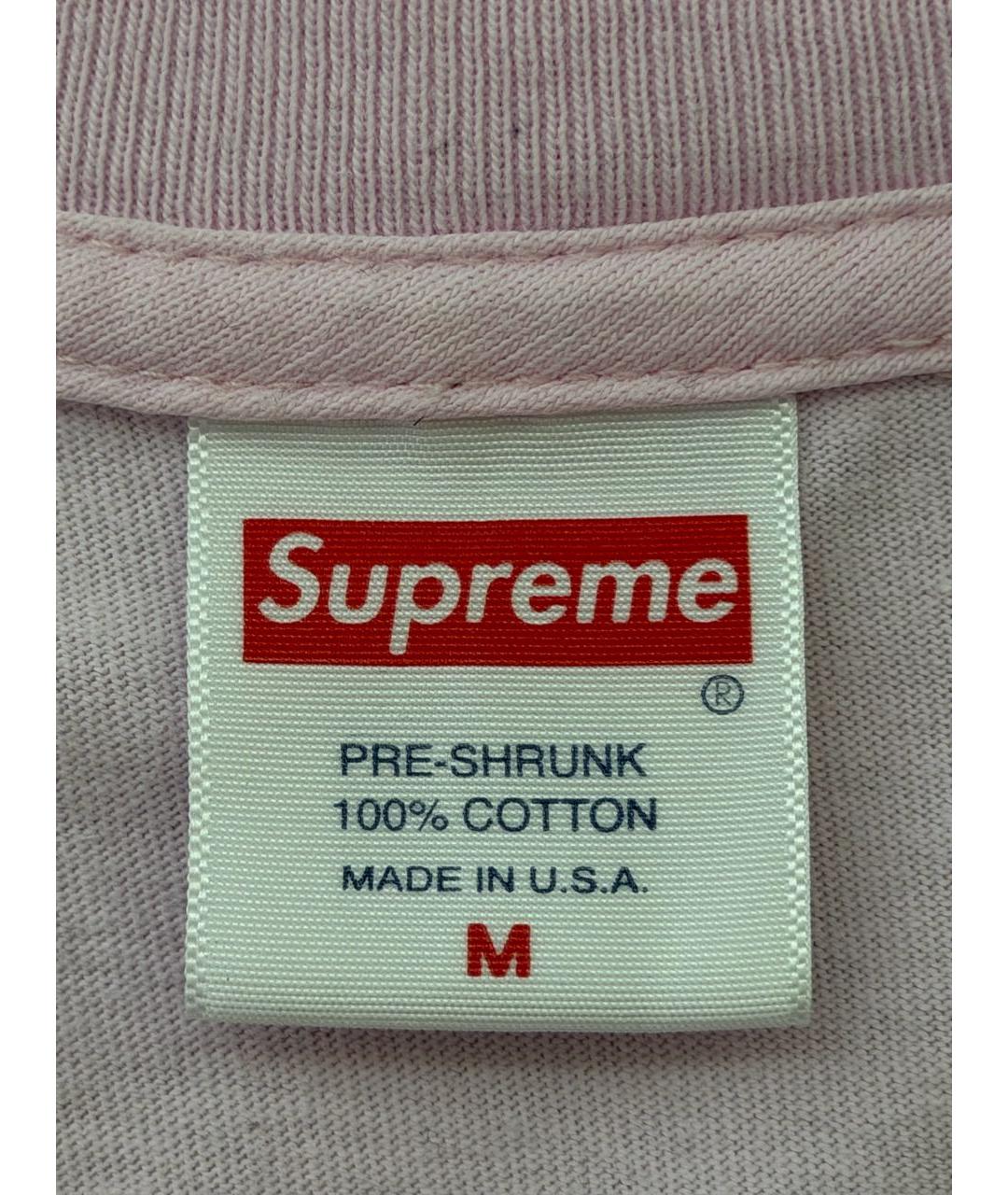 SUPREME Розовая хлопковая футболка, фото 4