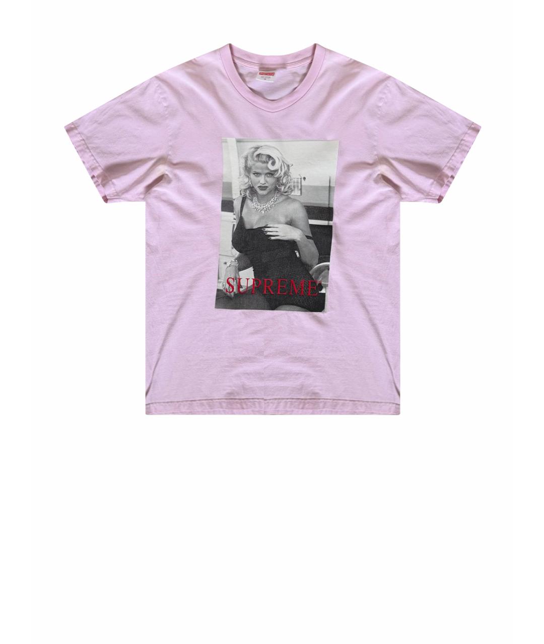 SUPREME Розовая хлопковая футболка, фото 1
