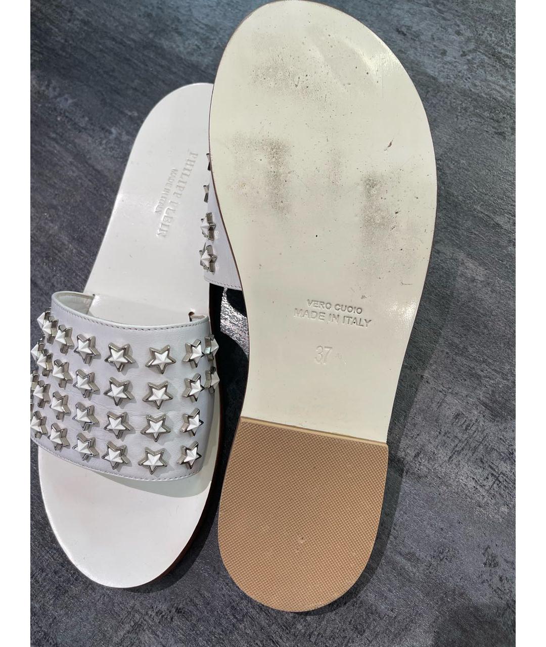 PHILIPP PLEIN Белые кожаные мюли, фото 7