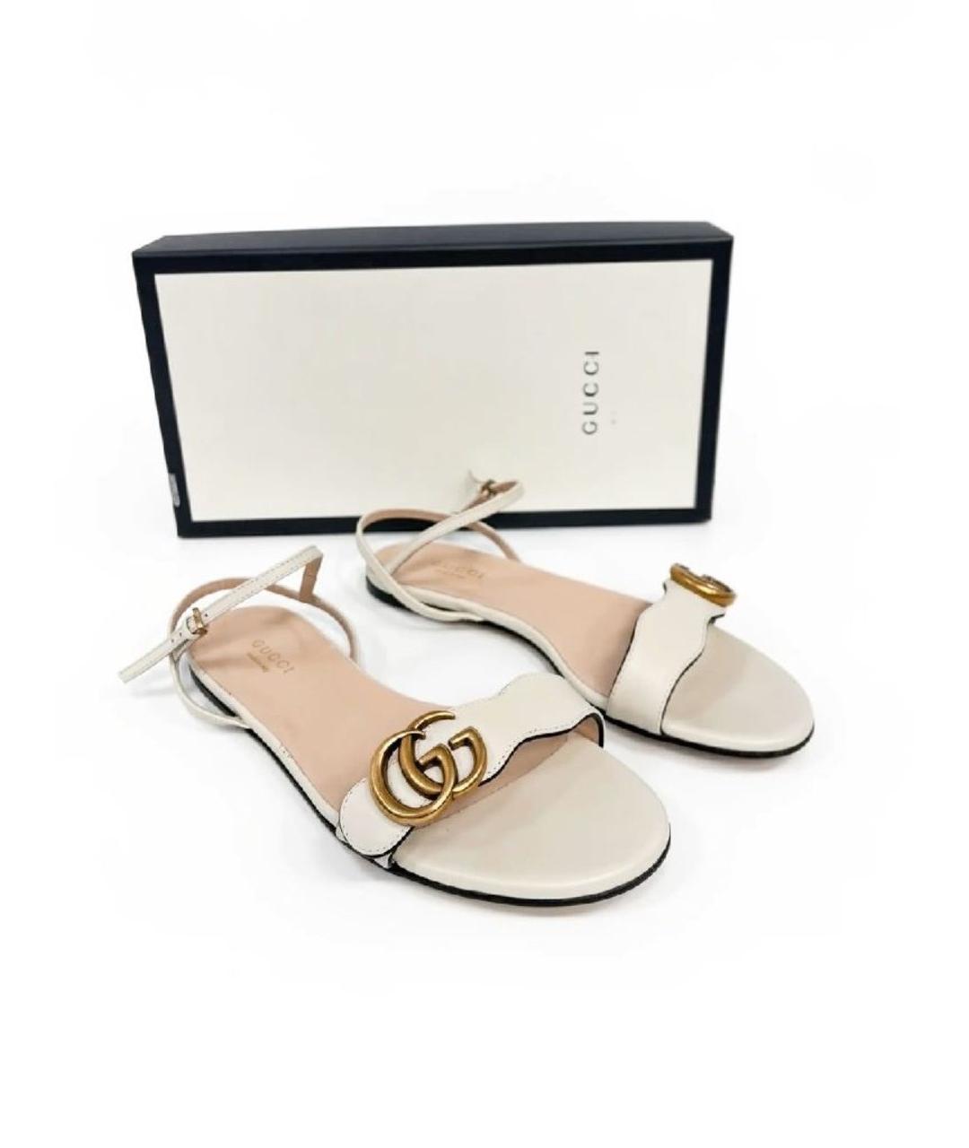 GUCCI Бежевые кожаные сандалии, фото 2